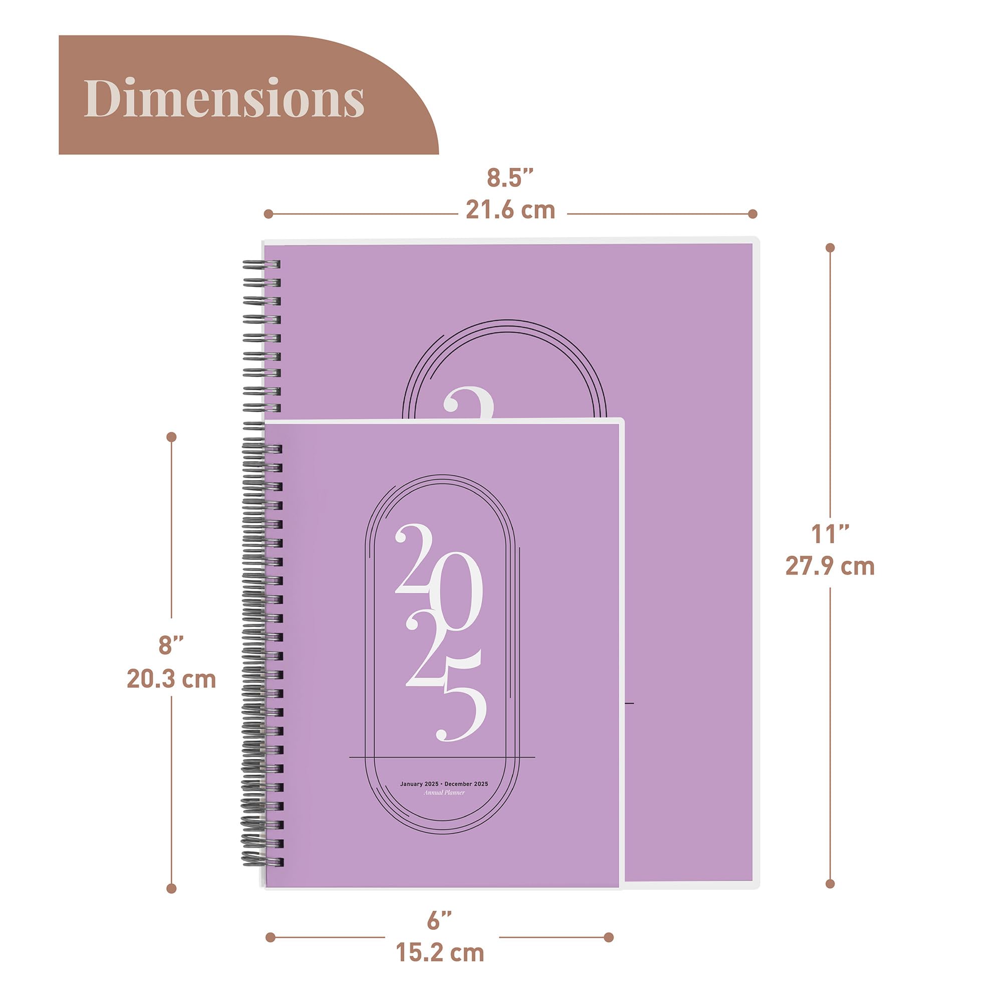Rileys 2025 Weekly Planner - 2025 Monthly & Weekly Calendar Organizer with Flexible Cover, Notes Pages, Twin-Wire Binding (8 x 6 Inches, Purple) - Perfect for Work, School, and Personal Scheduling