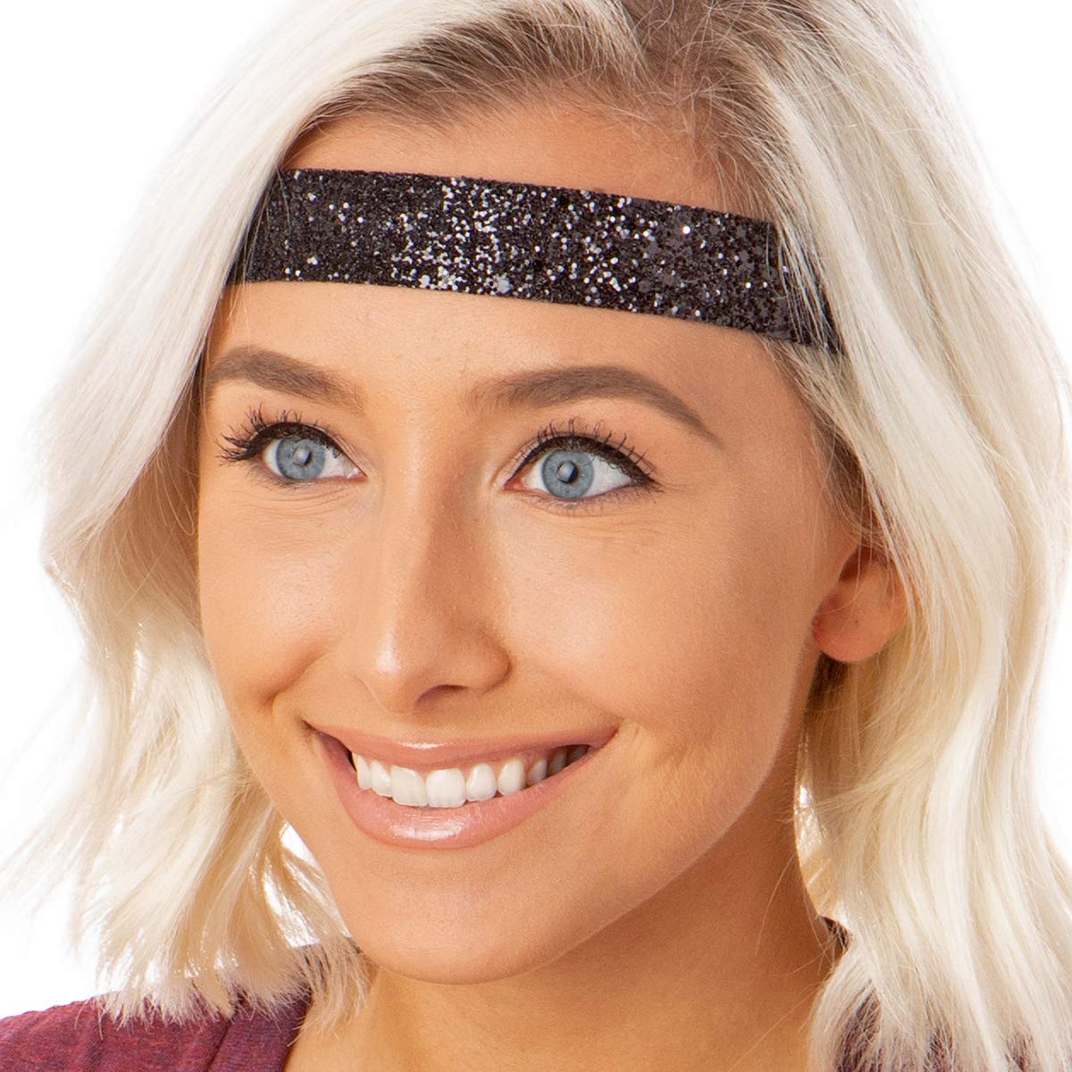 Hipsy Adjustable No Slip Bling Glitter & Fashion Printed Headbands for Women, Girls & Teens - Mixed 5-Pack (Red Multi) - Perfect for Sports, Workouts, School, and Everyday Fashion Accessories