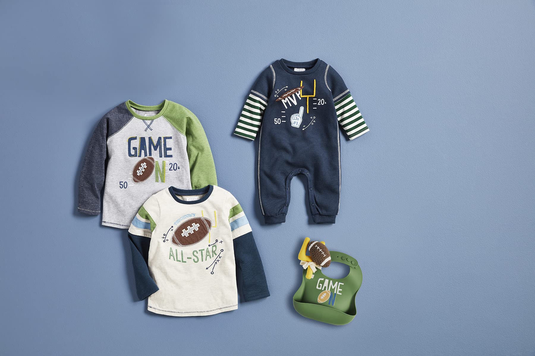 Mud Pie Baby Toddler Boys Football Jersey - Cute Sports Outfit for Game Day, Birthday & Photo Shoots | Soft Cotton Football Shirt for Infants 12-24 Months