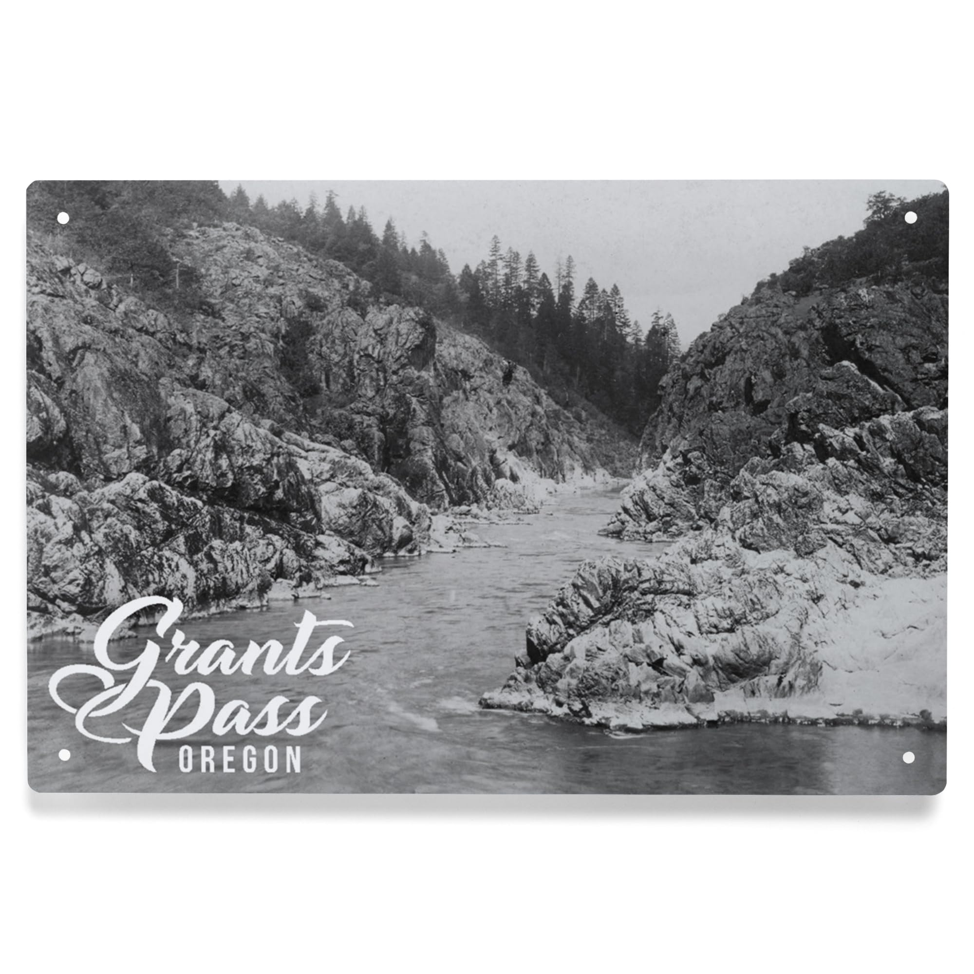 Lantern Press 6x9 Inch Vintage Metal Wall Sign - Grants Pass Oregon Scenic Photography - Hell Gate Canyon on Rogue River - Perfect for Home Office Bar Cafe Decor