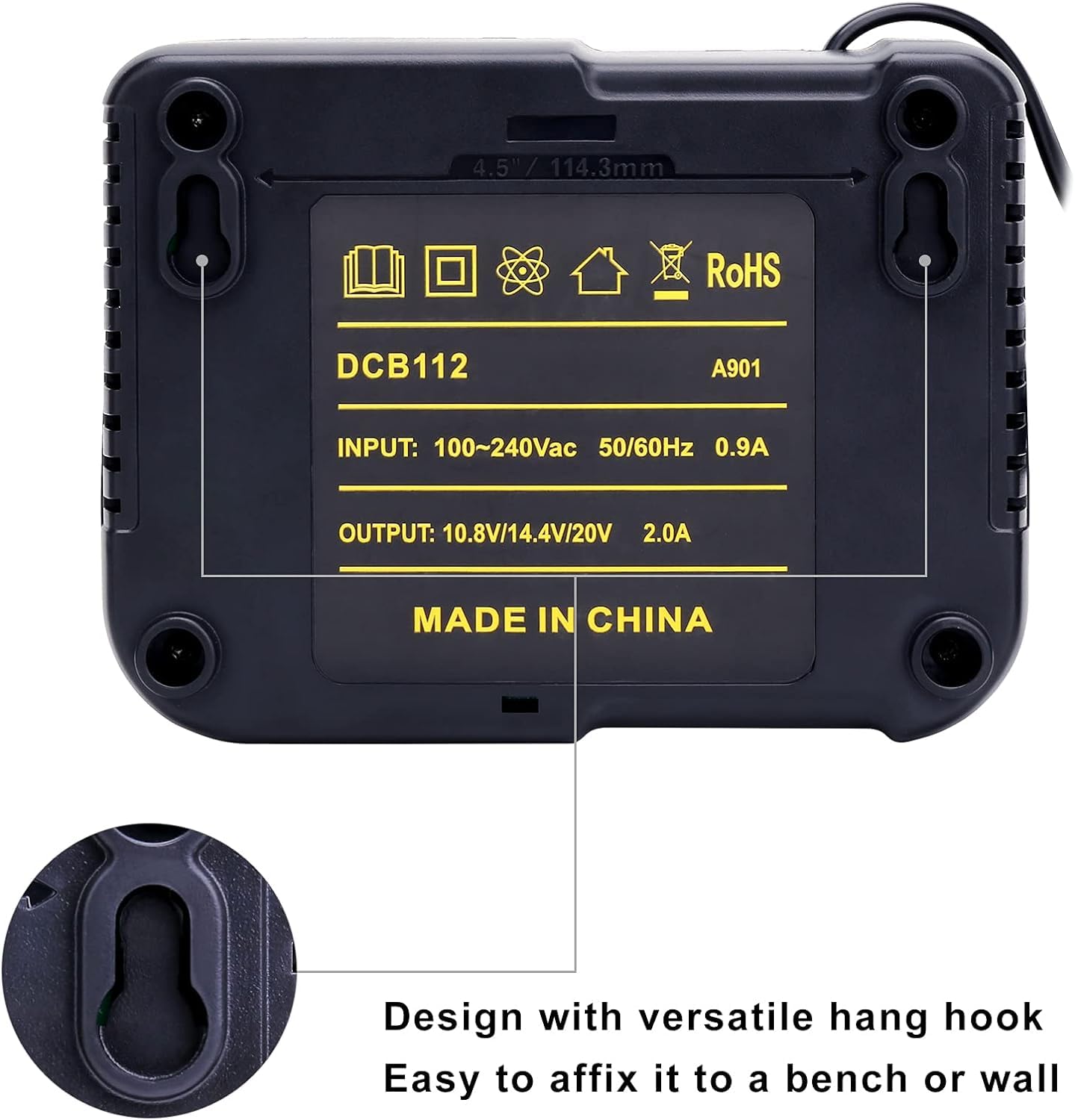 DCB112 Rapid Charger for DeWalt 12V-20V MAX Lithium Batteries | Fast Charging Power Tool Battery Pack | Ideal for Drills, Saws & Cordless Tools