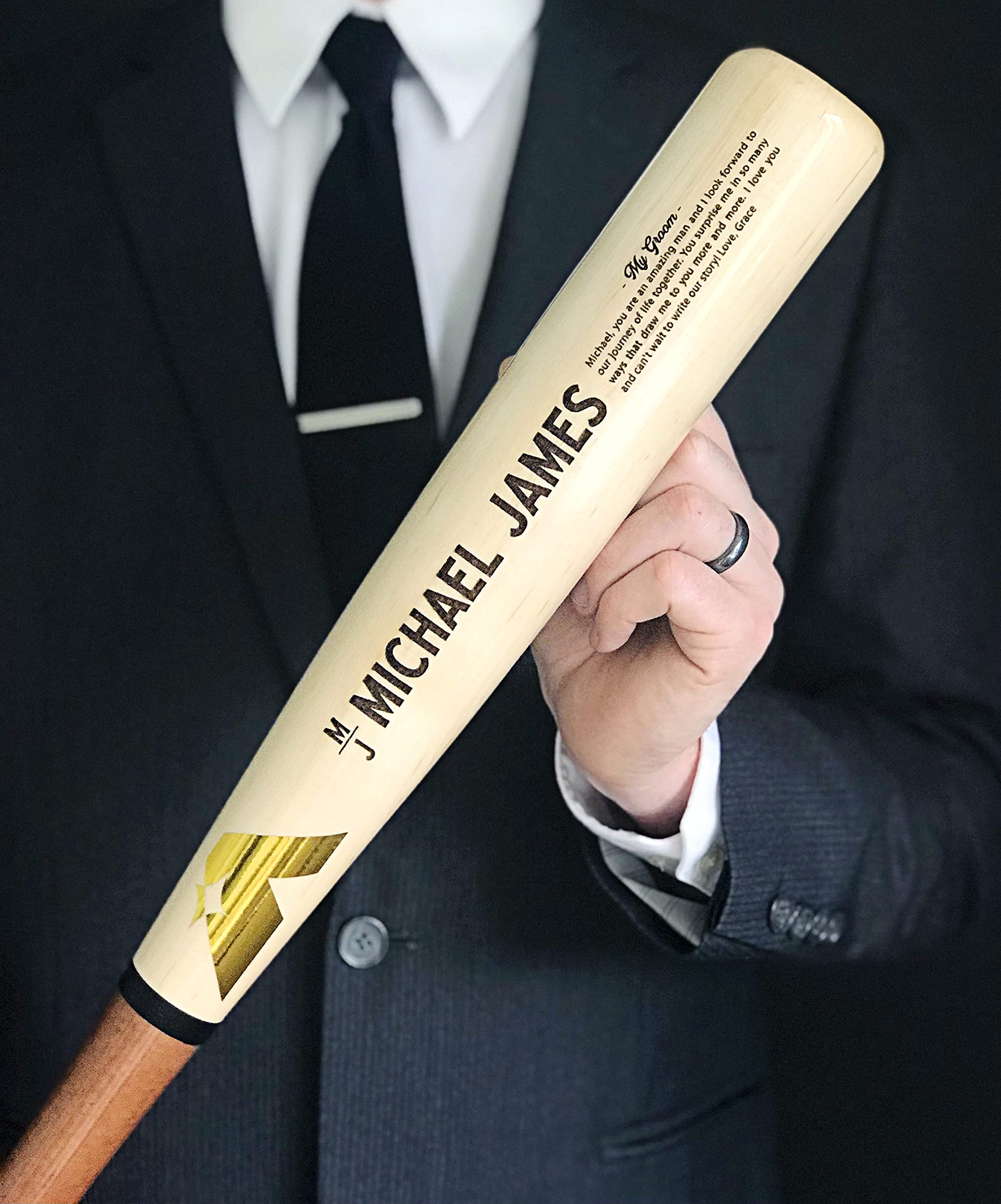Personalized Baseball Bat Gift for Groom - Custom Engraved Wooden Baseball Bat for Best Man, Groomsmen & Wedding Party - Perfect Baseball-Themed Wedding Gift from Bride (Great for Rehearsal Dinners & Bachelor Parties)