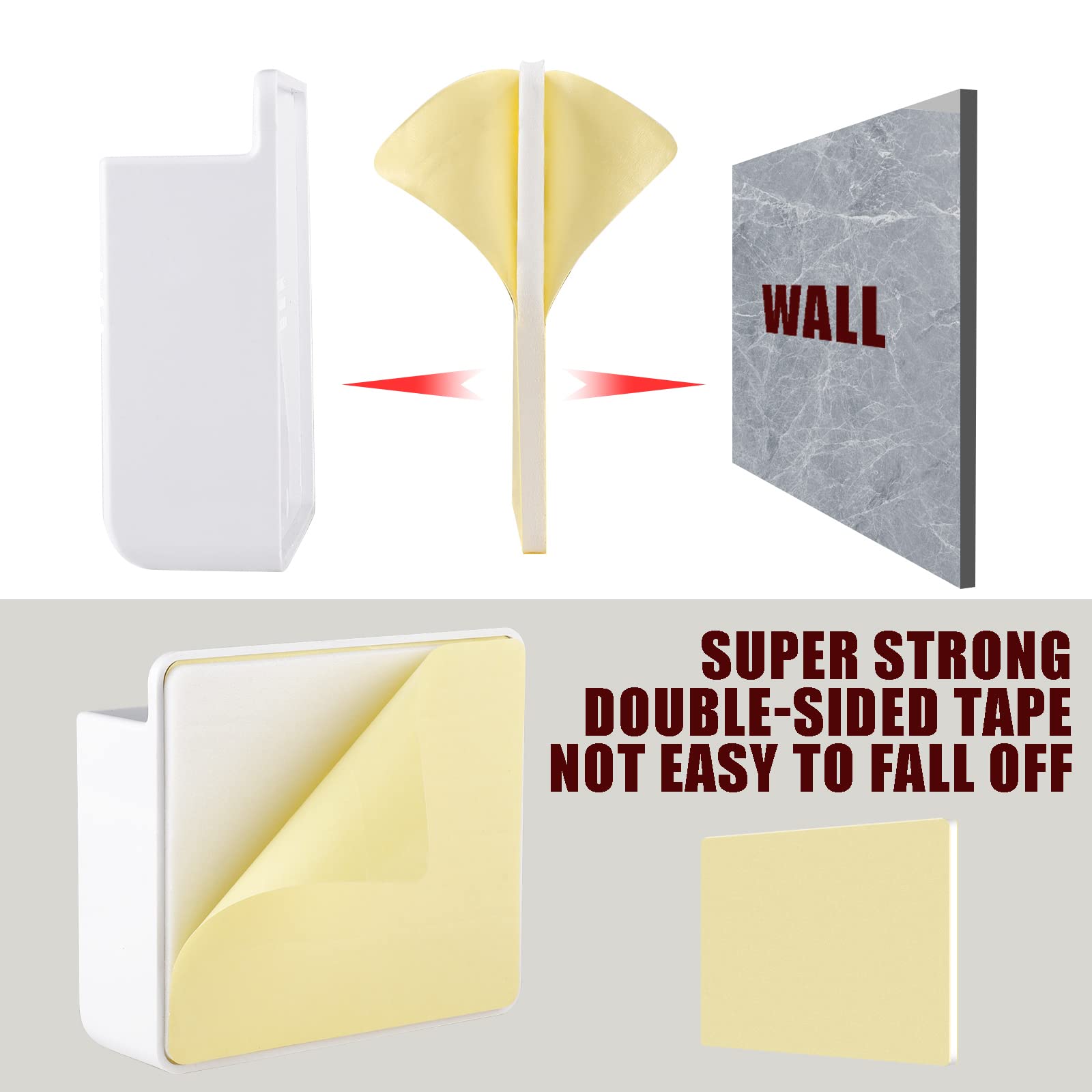 2 Pack Self-Adhesive Wall Mount Phone Holder Stand - Universal Shower & Charging Dock for iPhone, Samsung, Android Smartphones - Perfect for Bathroom, Kitchen, Office (Black)