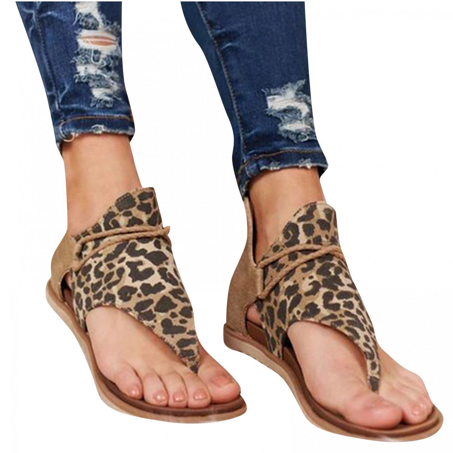 SEAOPEN Women's Flip Flops - Summer Strappy Flat Sandals with Arch Support | Comfortable Walking Thong Sandals for Beach, Pool, Travel & Casual Outings