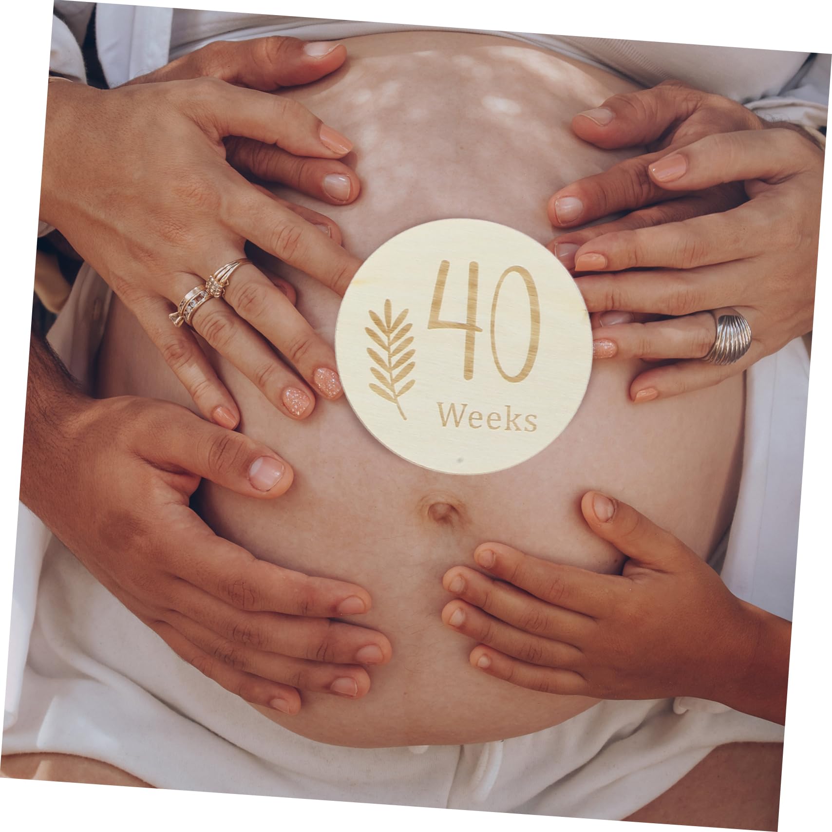 BIUDECO 11-Piece Pregnancy Milestone Markers - Double-Sided Wooden Weekly Baby Bump Cards for Expecting Mothers | Perfect for Maternity Photos, Baby Showers & Pregnancy Journals