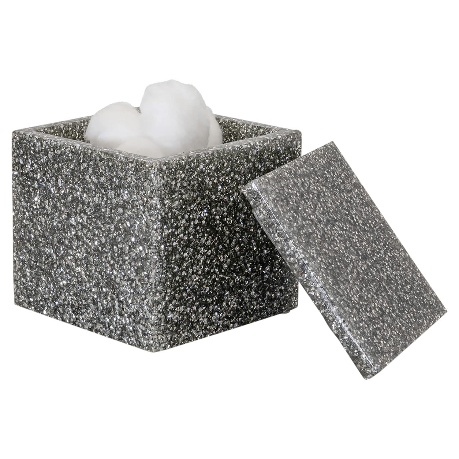 Sparkling Rhinestone Cotton Ball Holder - Luxury Bathroom Decor for Vanity & Spa