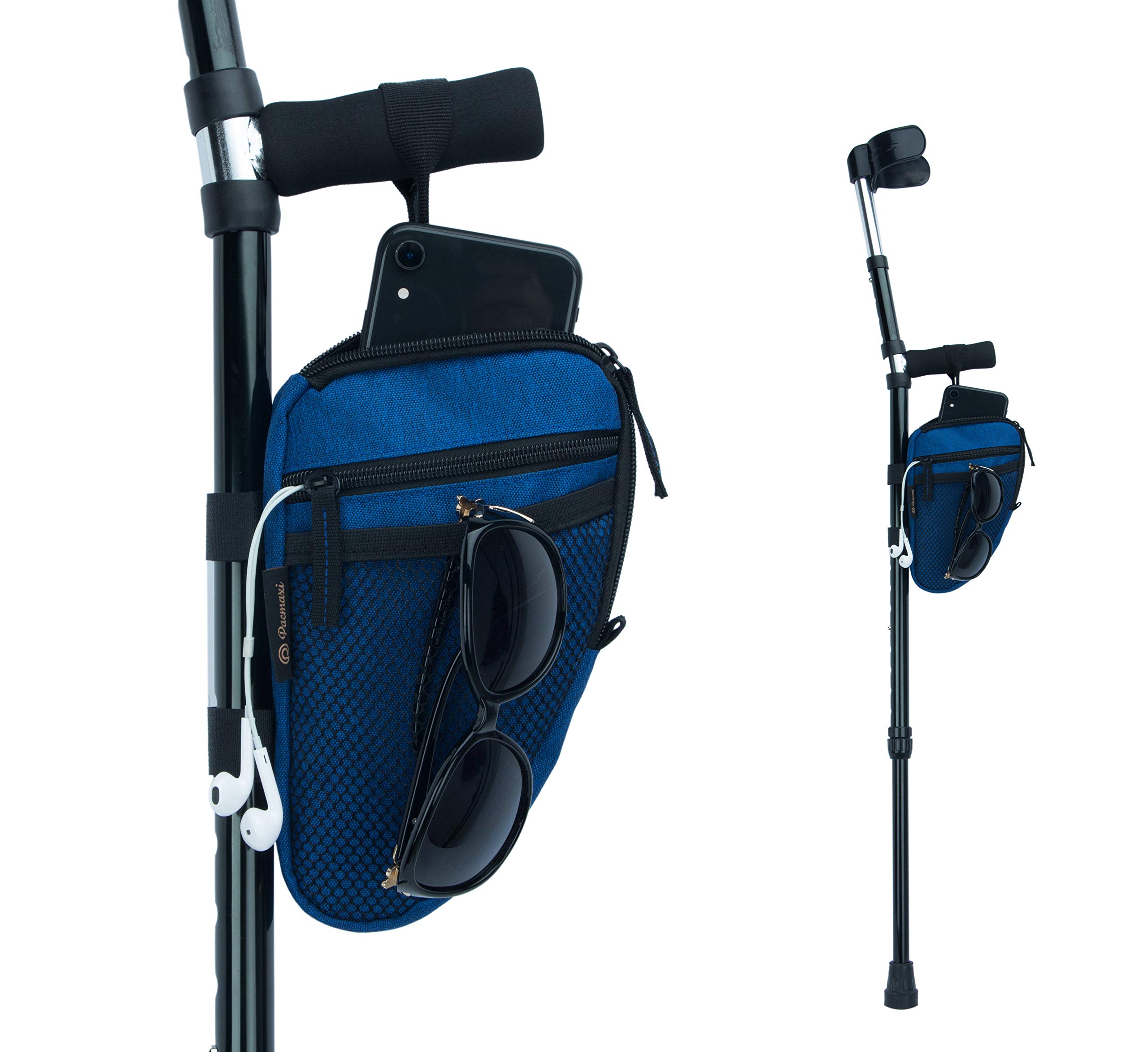 **Lightweight Waterproof Forearm Crutch Bag with Mesh Pocket – Universal Storage Pouch for Daily Essentials, Triangle Design (Blue) – Ideal for Mobility Aid Users, Travel & Outdoor Activities**