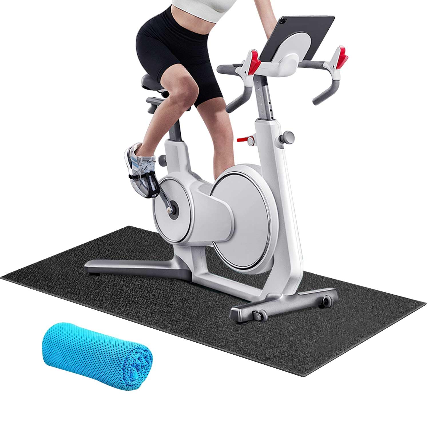 Premium Bike Mat for Indoor Cycling & Exercise Bikes - Non-Slip Floor Protection Mat for Peloton, Home Gyms & Trainers - Perfect for Hardwood Floors & Carpets