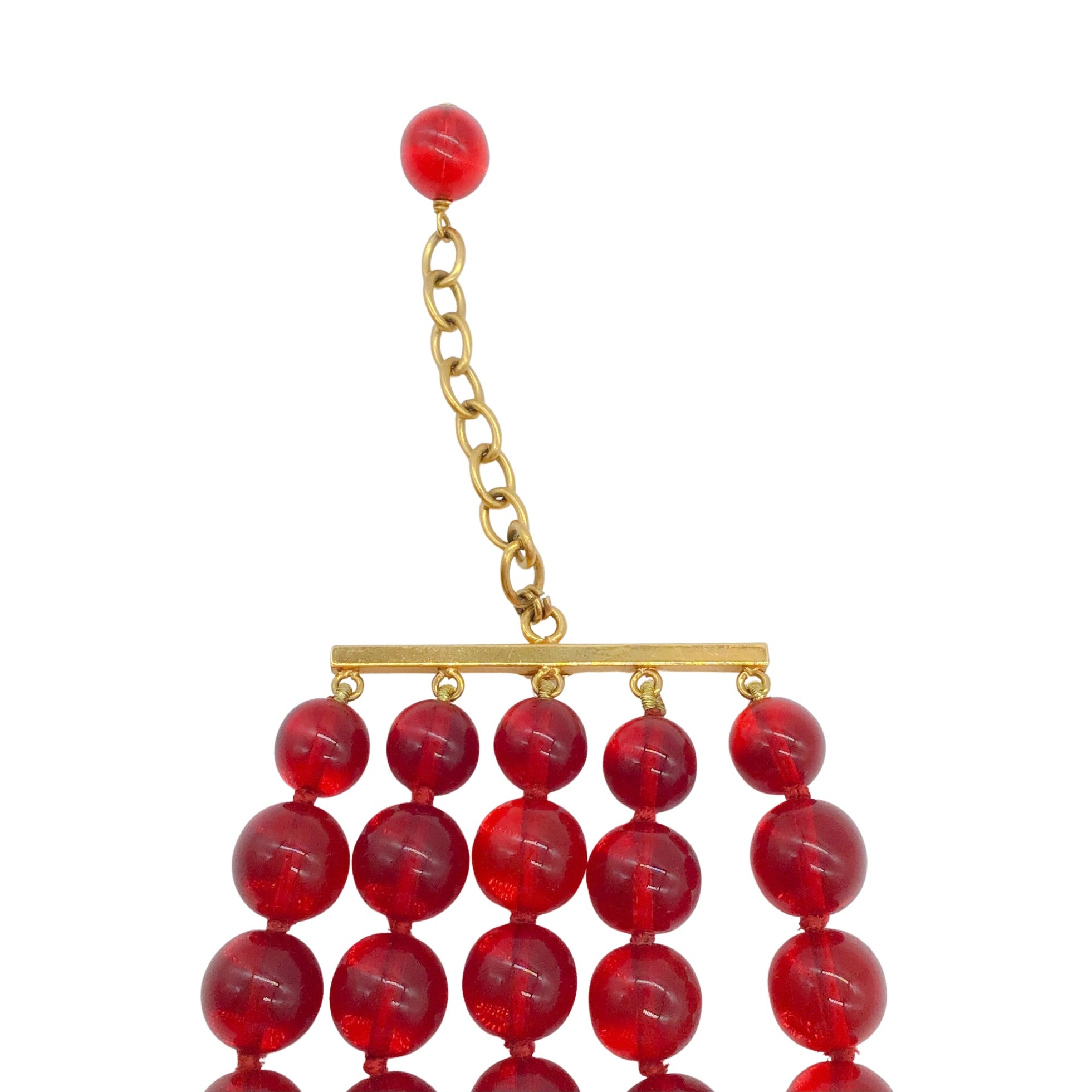 Vintage Chanel 1980s Red Glass Beads Necklace - Classic Luxury Jewelry for Women, Perfect for Parties, Weddings & Special Occasions