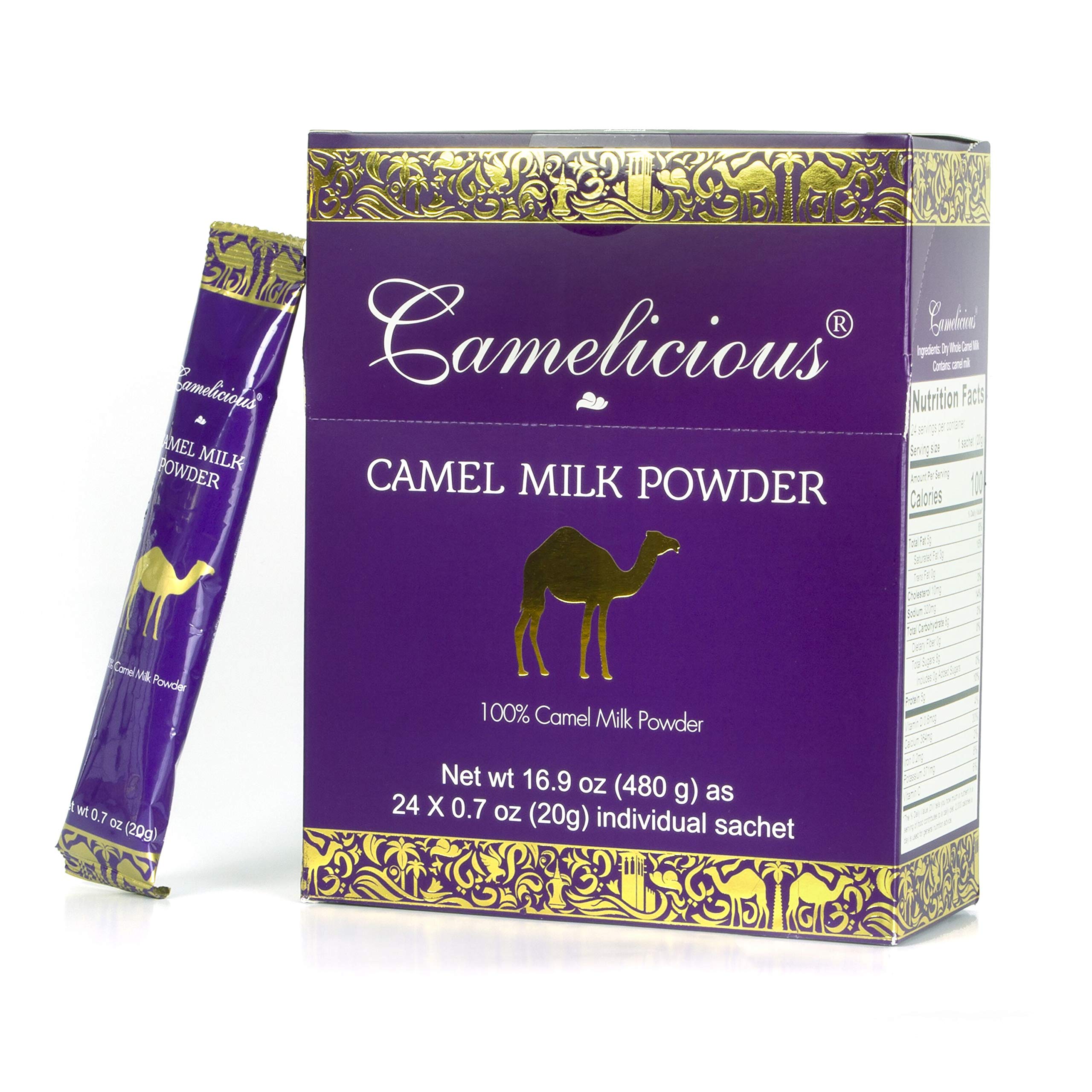 Premium Camel Milk Powder - Camelicious 480g (24x20g Packets) | Non-GMO, Gluten Free, Low Lactose | Flash Pasteurized for Longer Shelf Life | Ideal for Coffee, Smoothies & Baking | Healthy Milk Alternative