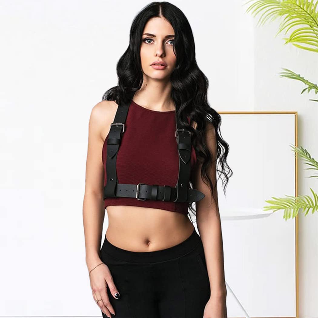 Punk Leather Body Chain - Sexy Waist Belt & Body Harness for Women - Gothic Bar Chains for Nightclub, Rave & Party Accessories - Black | Perfect for Music Festivals, Bachelorette Parties & Costume Events