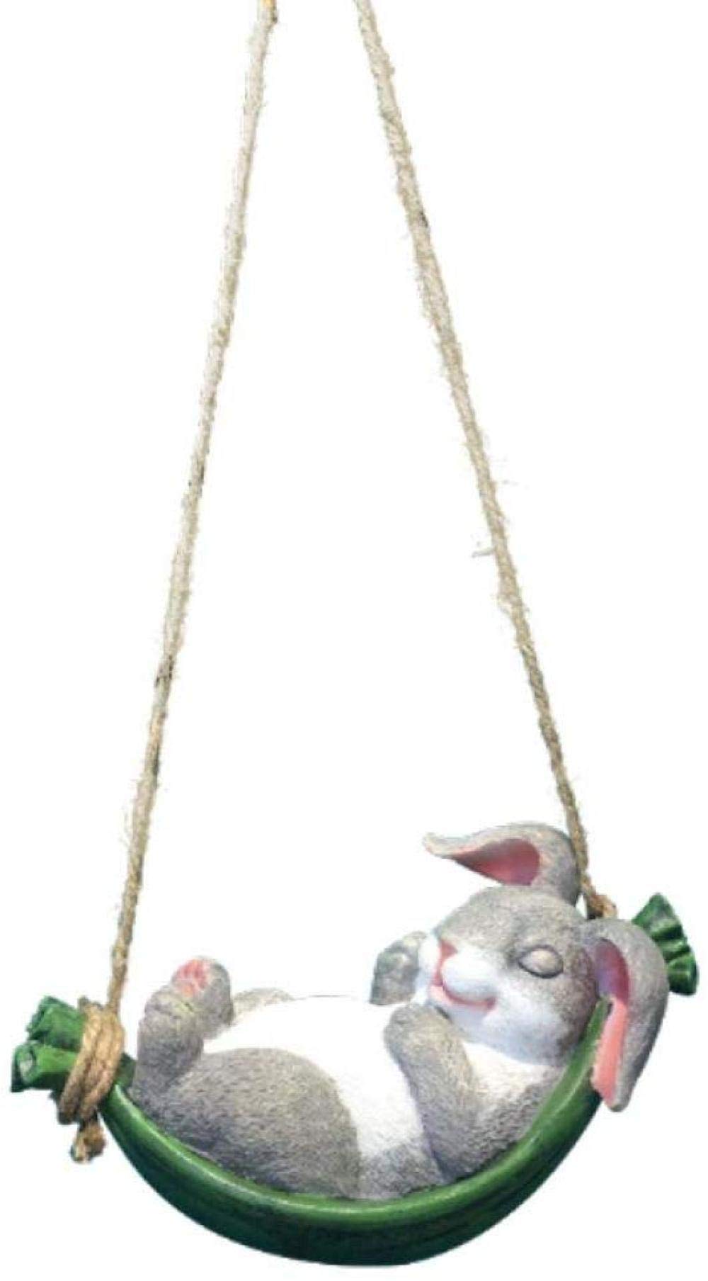 Resin Animal Swing Rabbit Statue - Creative Outdoor Garden Sculpture Decor for Lawn, Patio, and Landscape Design | Perfect for Backyard Decorations, Garden Accents, and Landscape Ornamentation