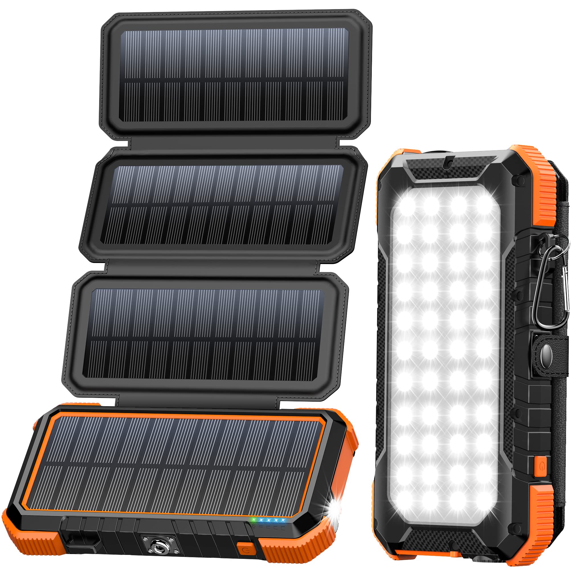 **10,000mAh Solar Power Bank & 20,000mAh Solar Panel Charger - Portable Charger for Phones, Tablets, Camping, Hiking & Emergency Power Outage**