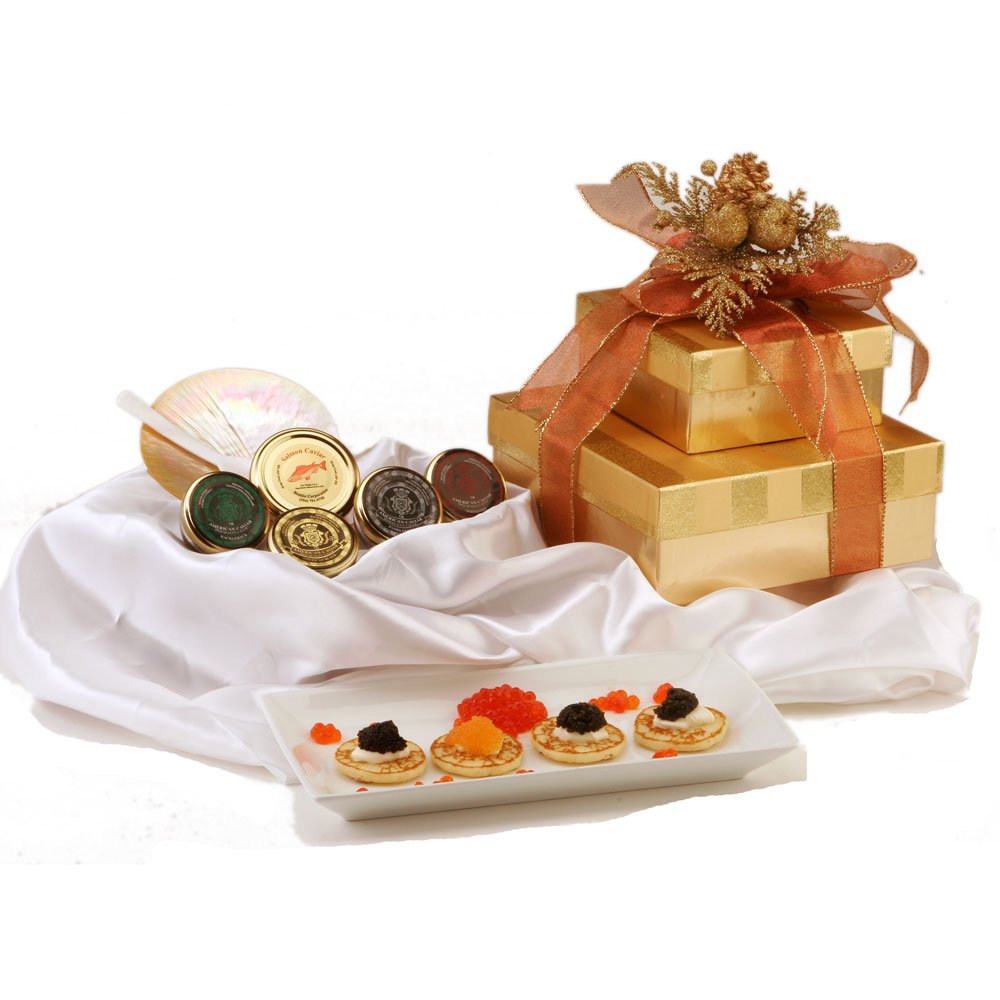 Premium American Caviar Gift Basket - Gourmet Deluxe Caviar Set for Special Occasions, Holidays & Luxury Gifting - Perfect for Weddings, Anniversaries & Corporate Events