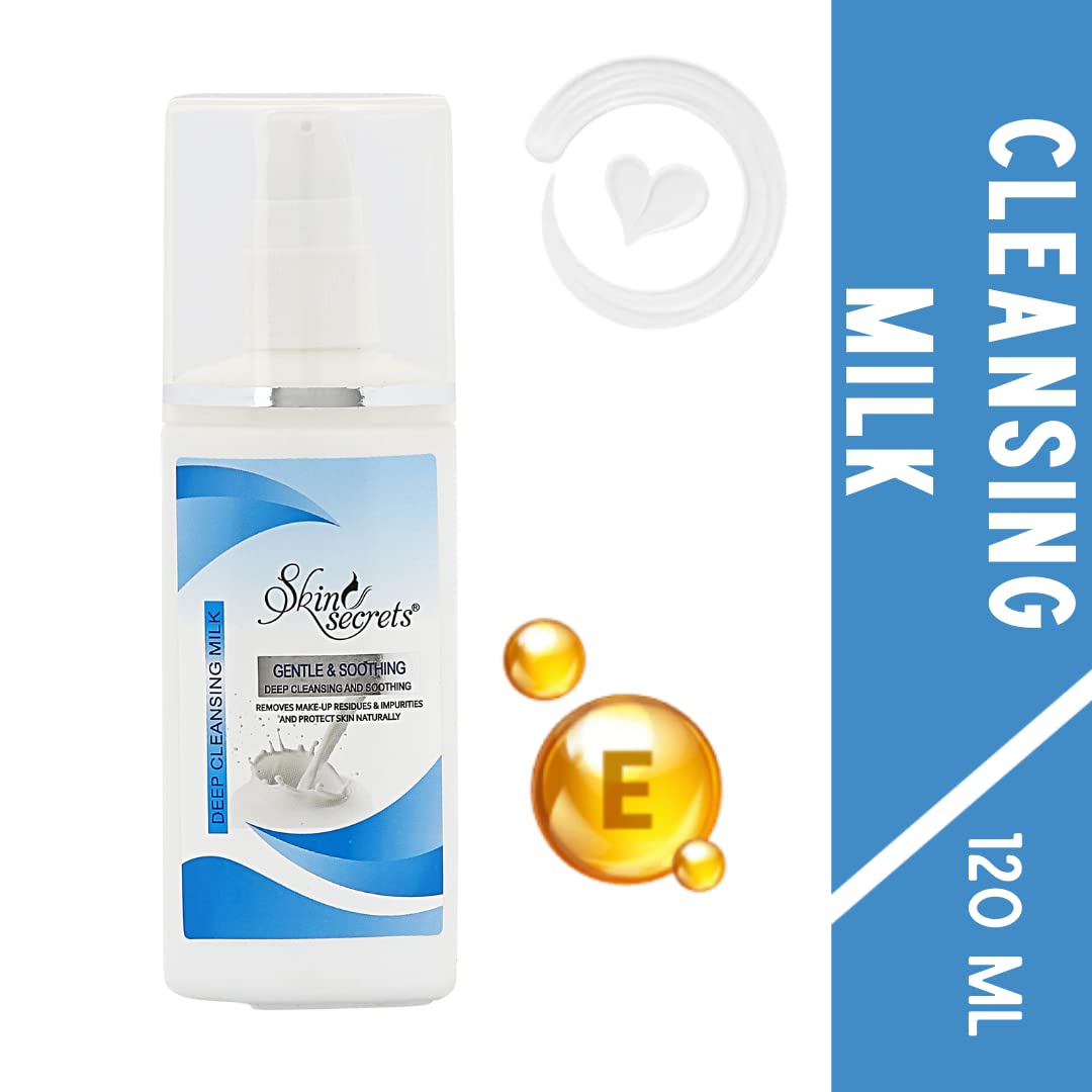 Skin Secrets Deep Cleansing Milk with Vitamin E Oil - Gentle Face Wash for Soft, Supple Skin (120ml) | Daily Skincare Routine, Makeup Removal & Hydration