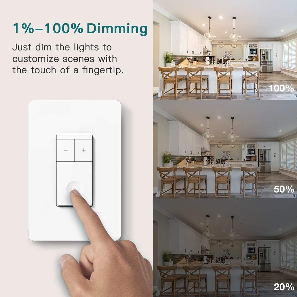 TREATLIFE 3-Way Smart Dimmer Switch 2 Pack - Alexa & Google Assistant Compatible WiFi Light Switch (2.4GHz, Neutral Wire Required) with Remote Control, Scheduling & Hub-Free Setup - Perfect for Smart Homes, Living Rooms & Bedrooms