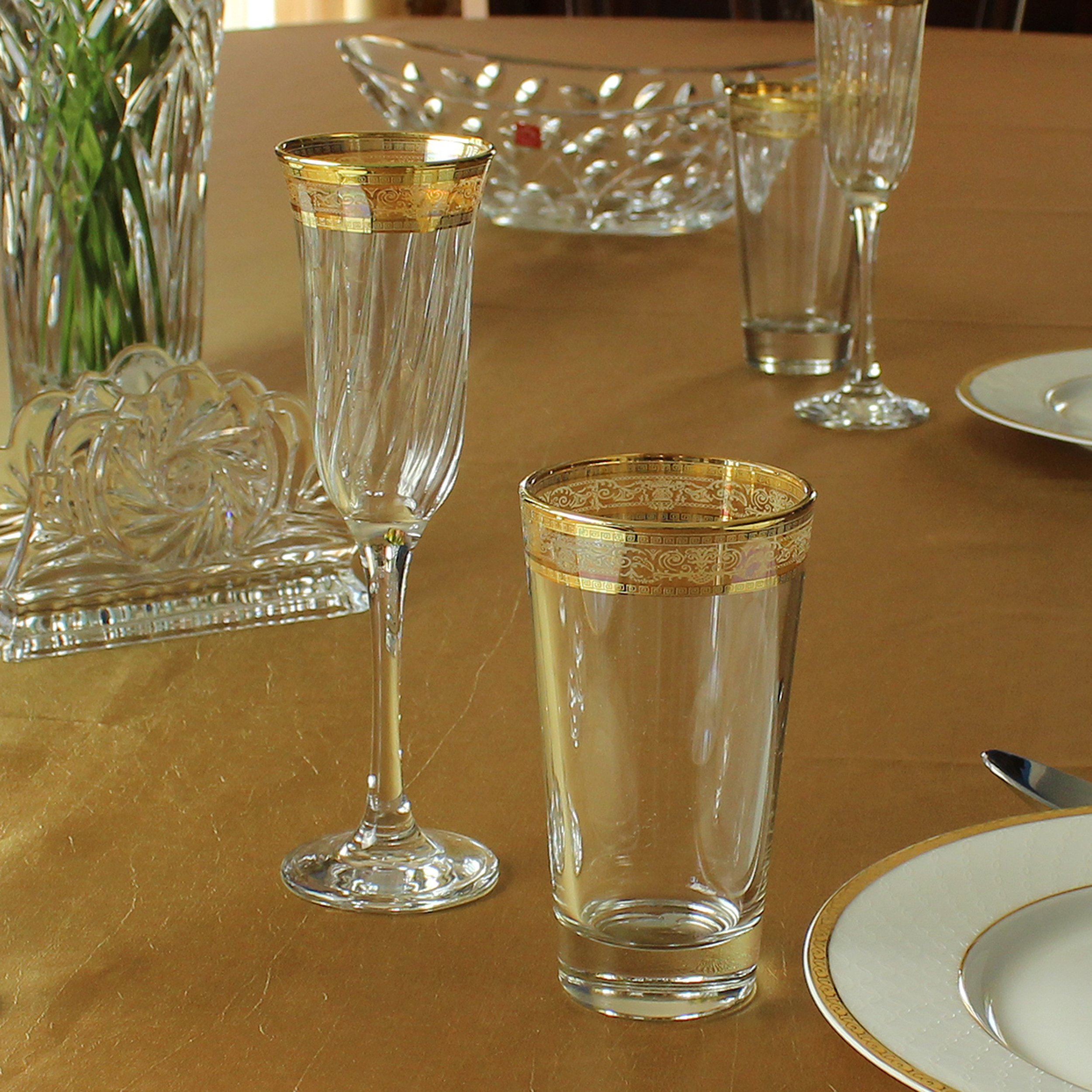 Elegant Modern Glass Drinkware Set - 6-Piece 9 oz Amber Champagne Flutes for Parties, Weddings & Special Events - Perfect for Hosting, Celebrations & Gift Giving