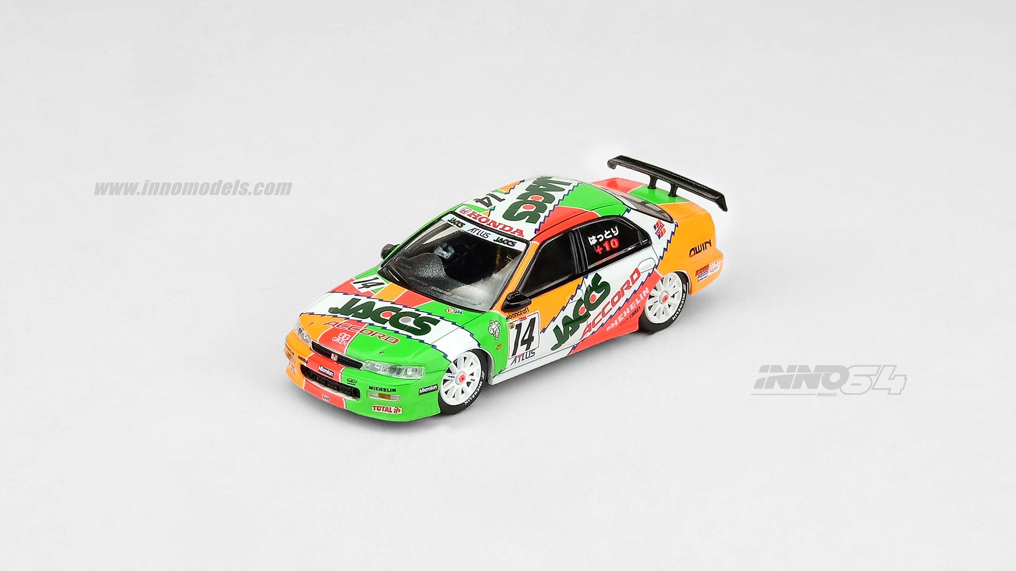 INNO Models 1:64 Scale Diecast Honda Accord #14 JACCS JTCC 1996 Racing Car - Collectible Miniature Model for Display, Racing Enthusiasts, and Car Lovers