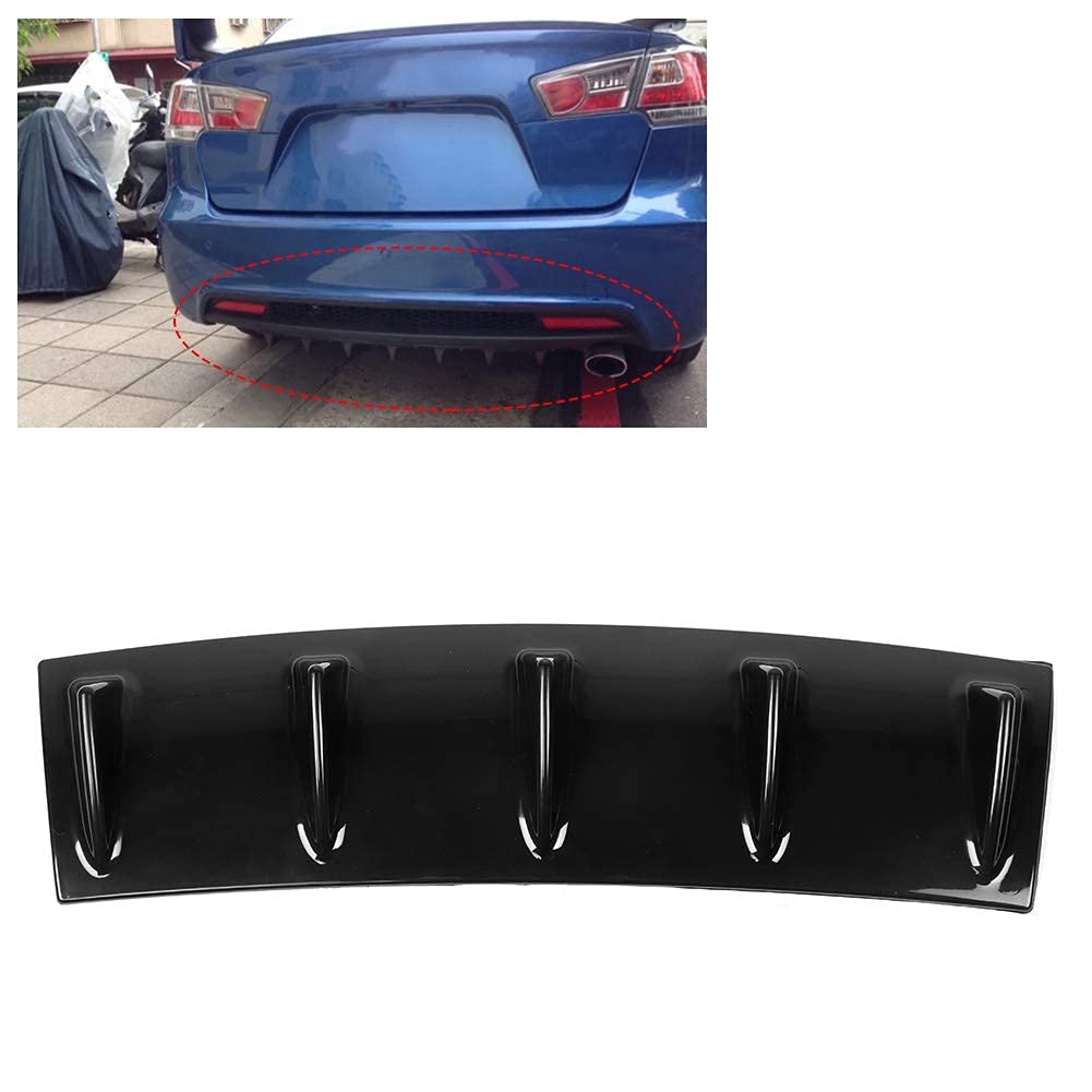 Universal Rear Bumper Diffuser - 5 Teeth Bumper Spoiler Shark Fin Deflector Lip for Cars & Trucks - Light Black - Enhances Aerodynamics & Sporty Look for Street Racing & Custom Builds