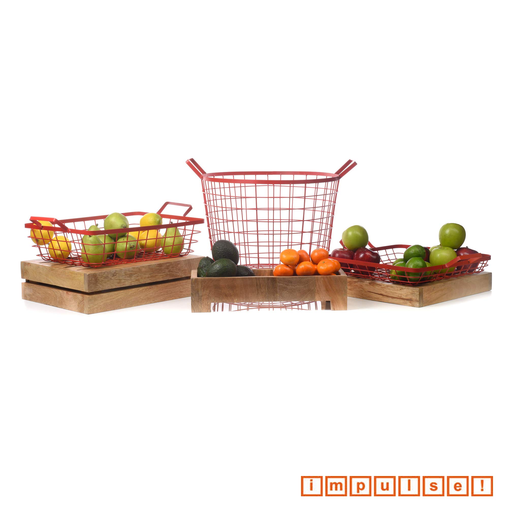 IMPULSE! Red Calistoga Wire Baskets - 15.75