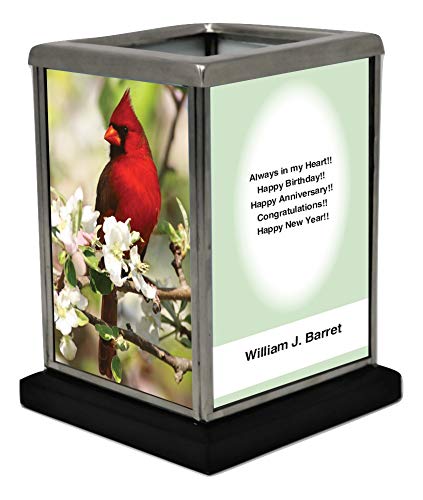Custom Memorial Candle with Photo - Handcrafted Personalized Tea Light Holder - Always Remembered Candles with Custom Text & Picture (Cardinal Theme) - Perfect for Memorial Services, Sympathy Gifts & Home Decor