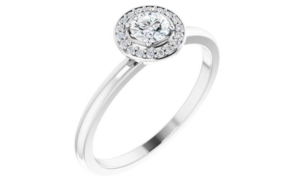 14K White Gold 1/3 CTW Diamond Engagement Ring for Women - Size 7, Polished Round Cut Wedding Band - Perfect for Proposals, Anniversaries & Special Occasions