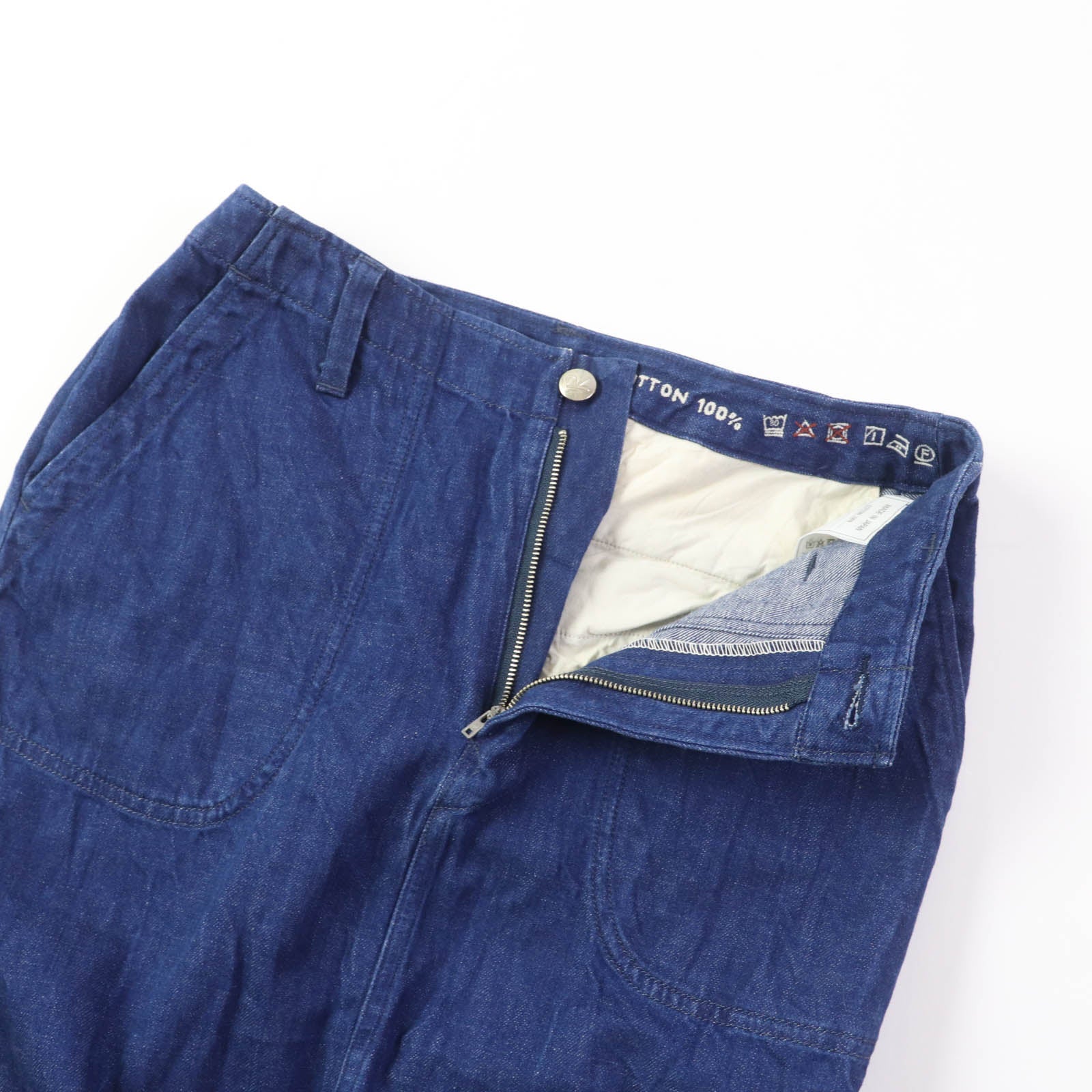 45rpm Cotton Washed Denim Skirt for Women - Indigo Blue High Waist Vintage Denim Skirt | Casual Wear, Street Style & Everyday Outfits