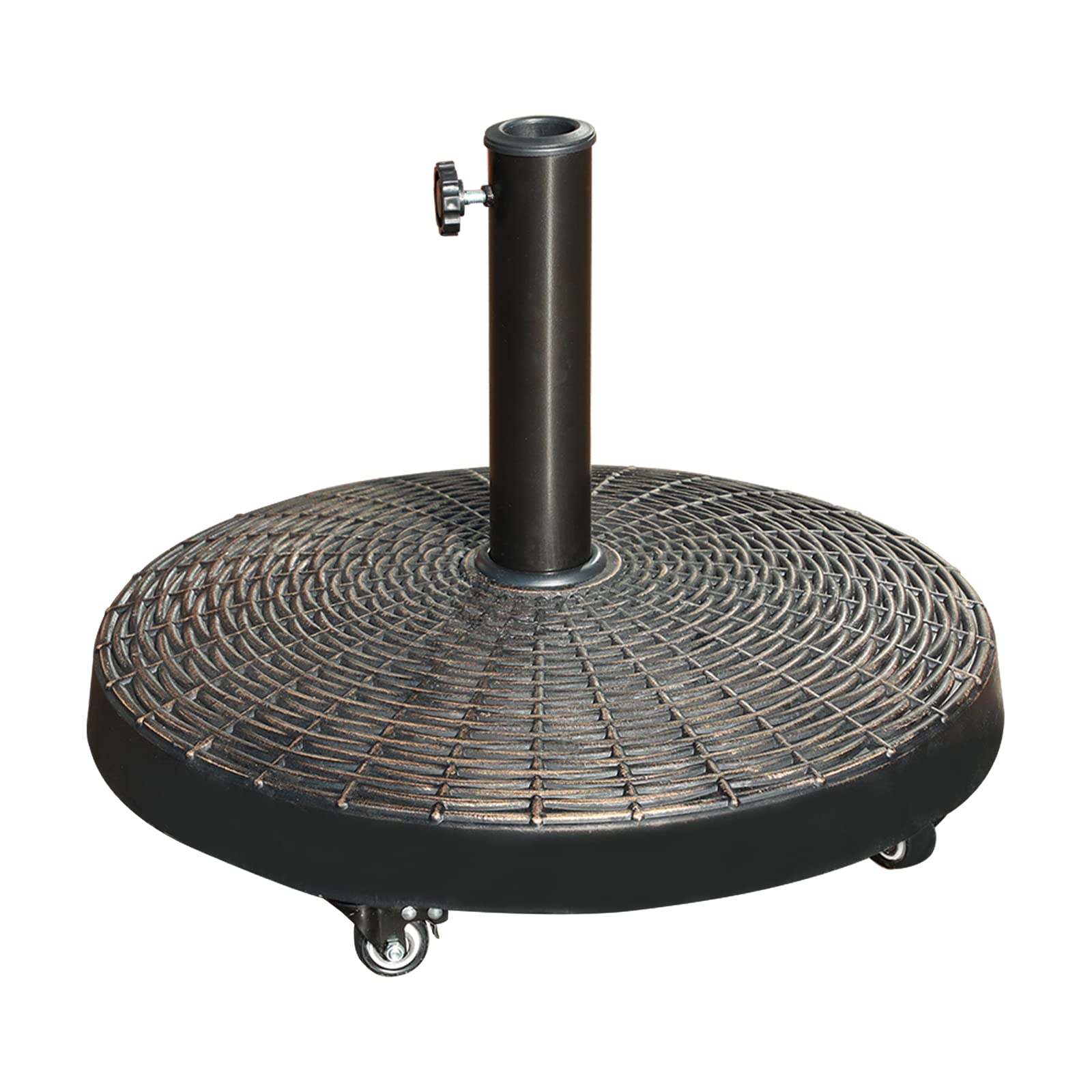Heavy Duty 52lbs Patio Umbrella Base with Wheels for Outdoor Market Umbrellas - Perfect for Garden, Deck & Poolside Use