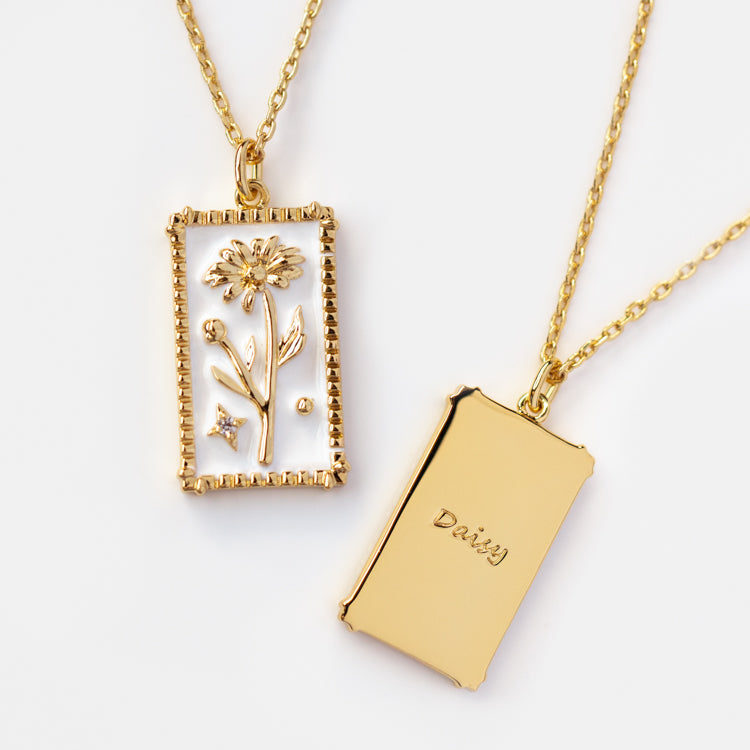 Enamel Birth Flower Pendant Necklace - Personalized Jewelry Gift for Women - Perfect for Birthdays, Anniversaries & Mother's Day