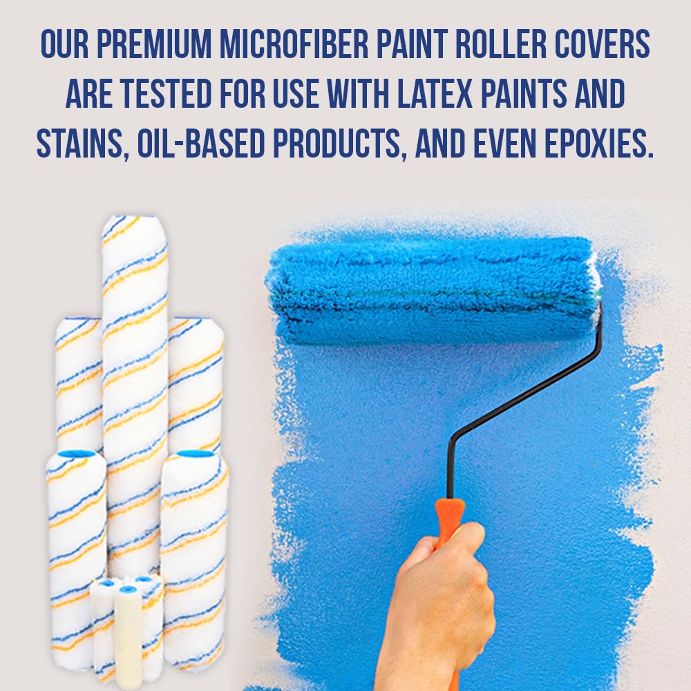 True Blue 9 Inch Professional Paint Roller Covers - Bulk Pack of 96 (3/8