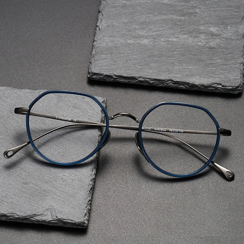 Black Titanium Round Flat Top Eyeglasses for Women - K7310 | Lightweight & Durable Frame for Everyday Wear, Office, and Reading