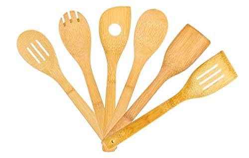 Premium 6-Piece Bamboo Kitchen Utensil Set - Eco-Friendly Cooking Tools for Stirring, Serving & Baking - Perfect for Home Chefs & Sustainable Kitchens