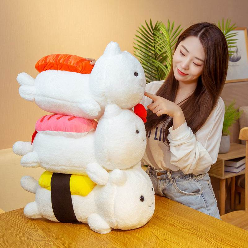 Cute Mini Stuffed Cat Plush Toy - Kawaii Sushi-Shaped Cat Pillow for Anime Lovers & Gift Giving | Perfect for Bedroom Decor, Cosplay Props, and Kawaii Collection
