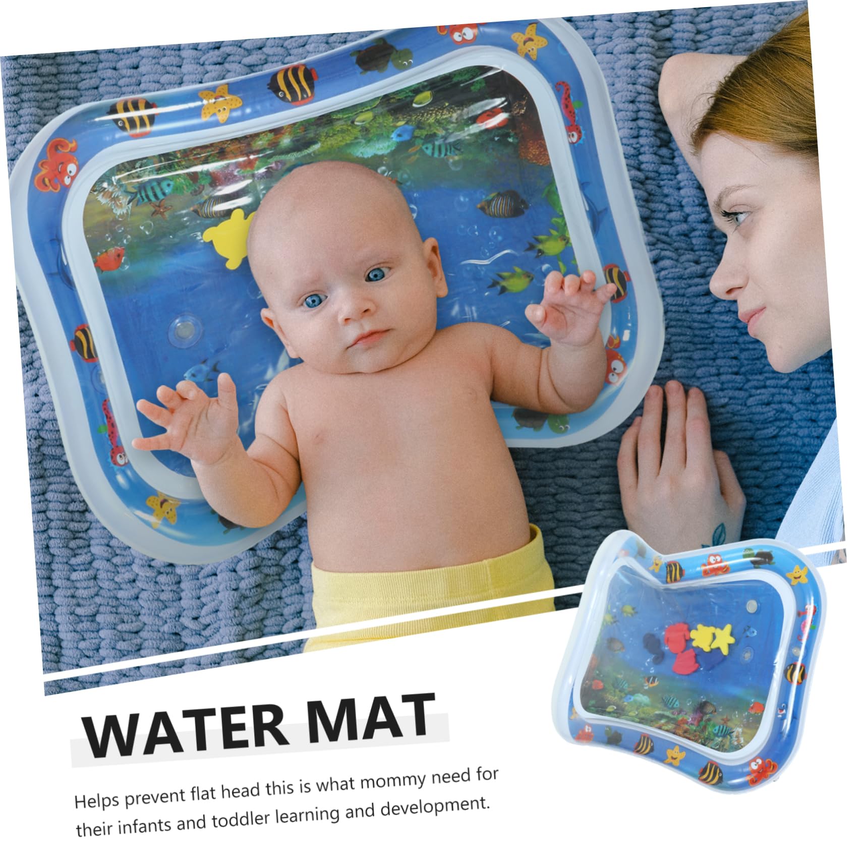 HEMOTON Blue PVC Water Cushion Mat for Babies & Newborns - Safe, Durable, and Fun Sensory Play for Tummy Time, Pool, and Outdoor Activities