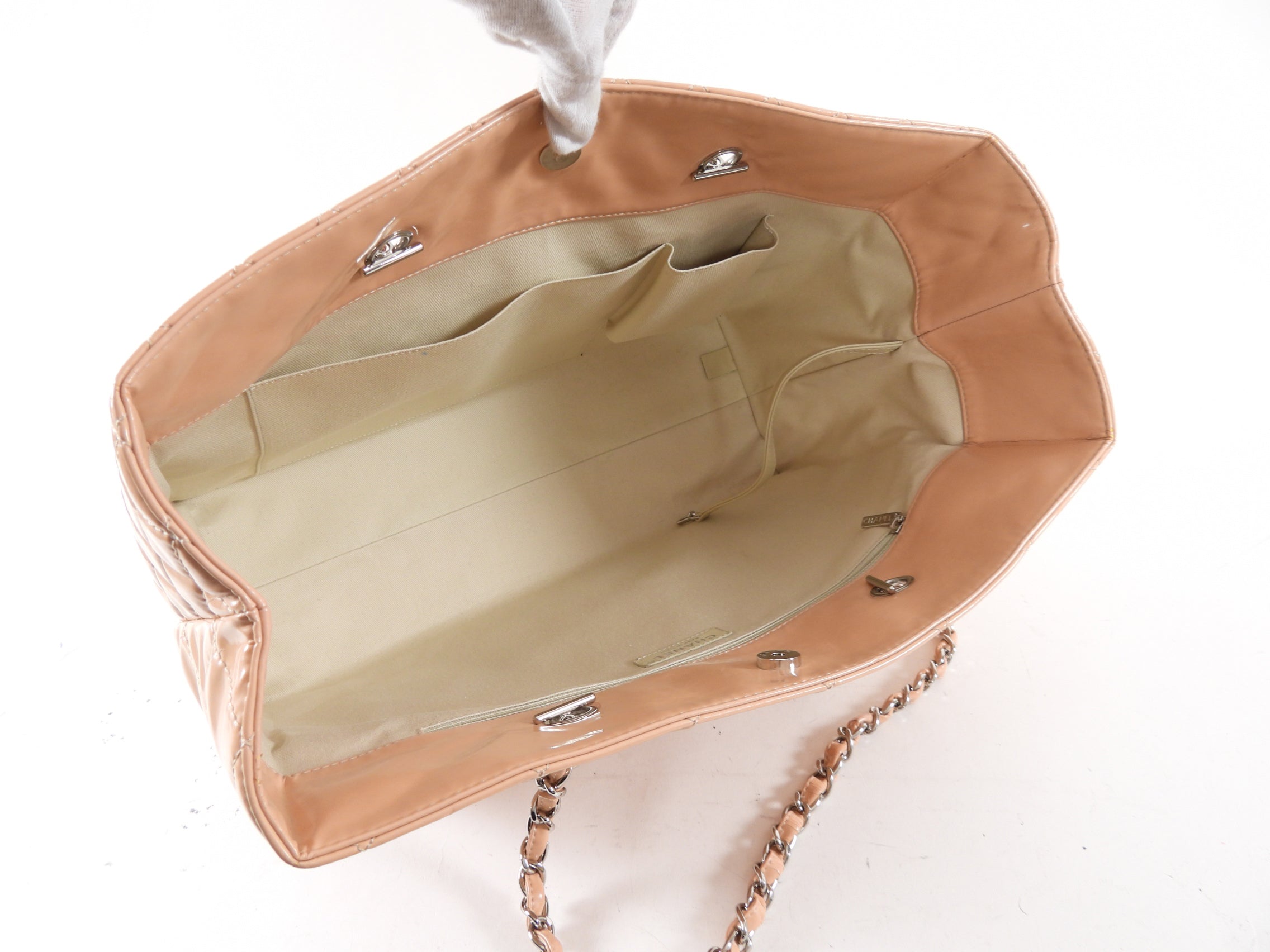 Chanel Light Pink Patent Leather Business Large Tote Bag for Women - Elegant Work Bag for Office, Travel & Everyday Use