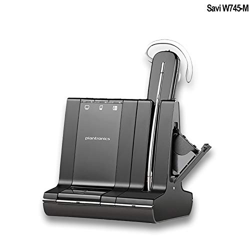 Plantronics Savi W745-M Multi-Device Wireless Headset System with Noise Cancelling - Office & Call Center Headphones for Clear Calls, Webinars & Remote Work