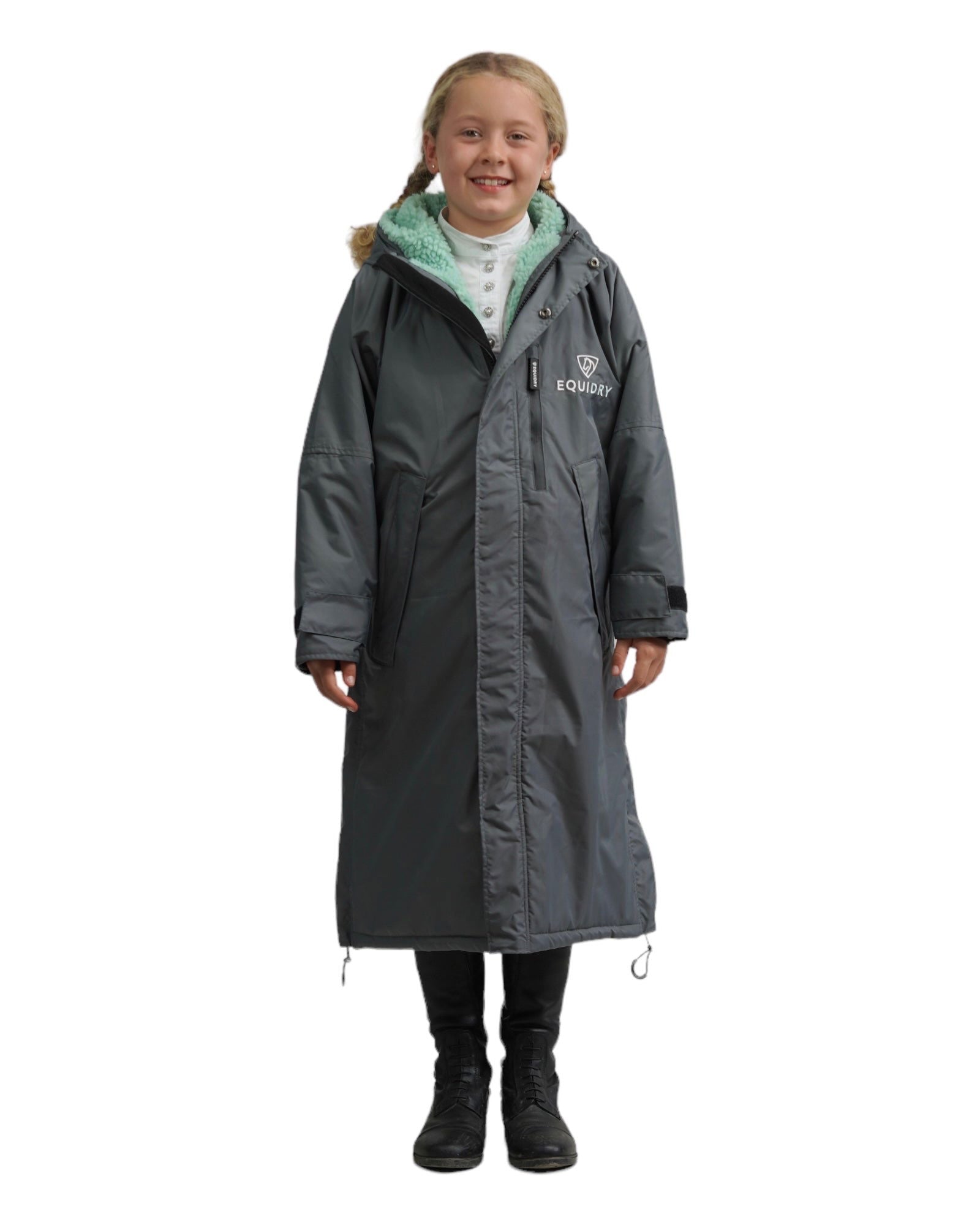 Evolution Kids' Thick Fleece Hoodie - Charcoal & Jade Colors | Warm Winter Jacket for Boys & Girls | Perfect for Outdoor Play & School