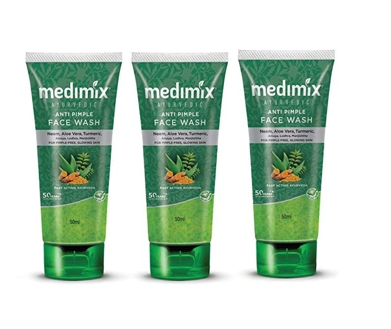 Medimix Ayurvedic Anti-Pimple Face Wash for Women & Men - 50ml (Pack of 3) | Natural Acne Treatment, Oil Control & Skin Brightening | Perfect for Daily Skincare Routine & Travel
