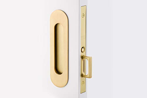 Emtek Narrow Oval Pocket Door Mortise Lock Set - Oil Rubbed Bronze Finish for Interior Sliding Doors | Perfect for Bedrooms, Bathrooms & Closets