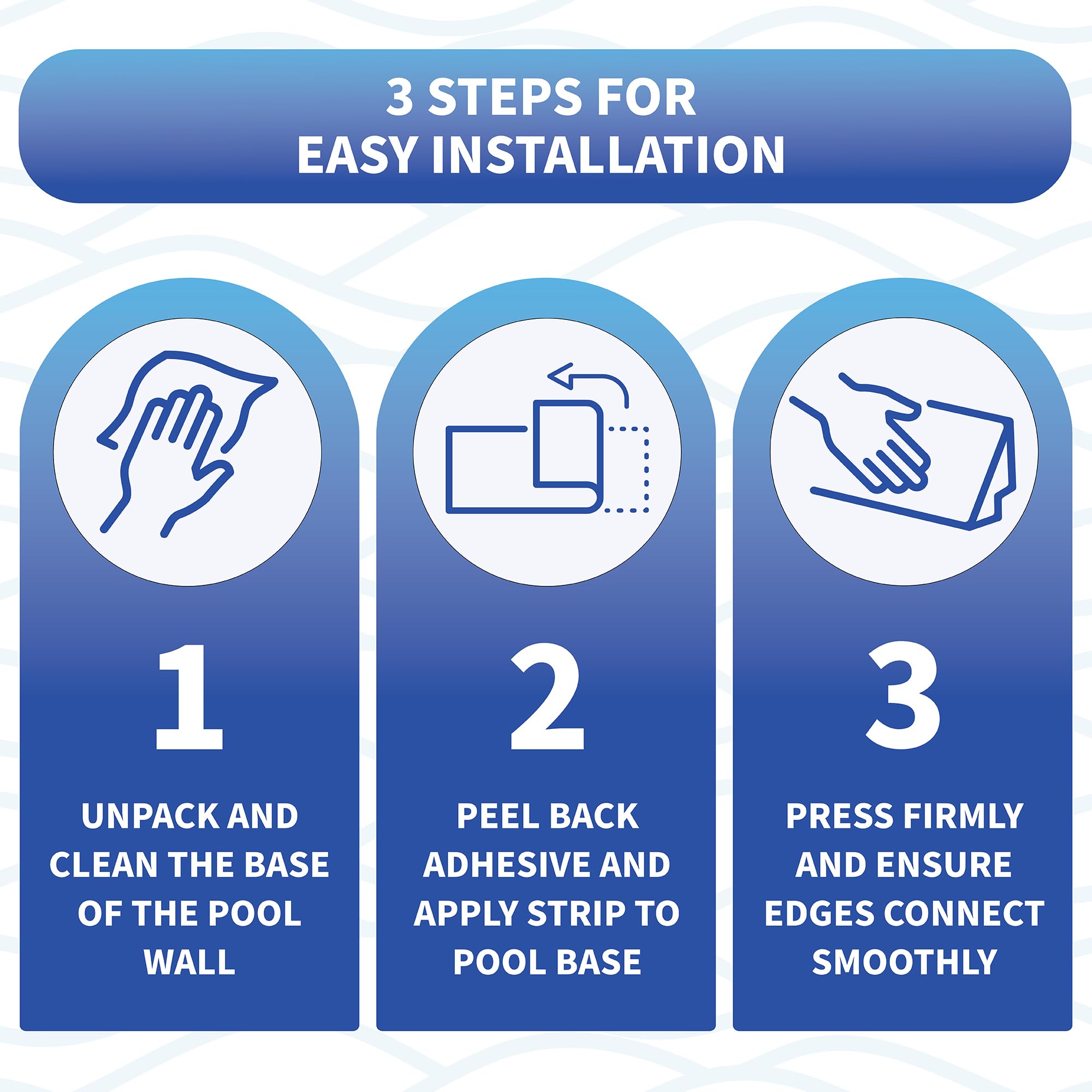 Blue Wave NL102-22 48-Inch Peel and Stick Above Ground Pool Cove (24-Pack, White) - Easy Installation Pool Liner Protector for Inground & Above Ground Swimming Pools