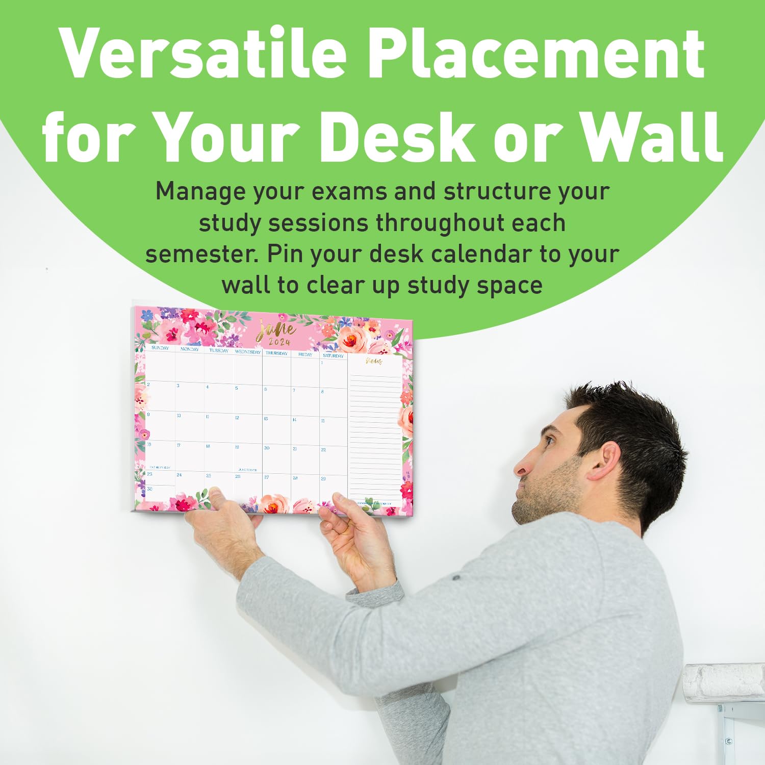 S&O 2024-2025 Floral Watercolor Desk Calendar - Large 12x17