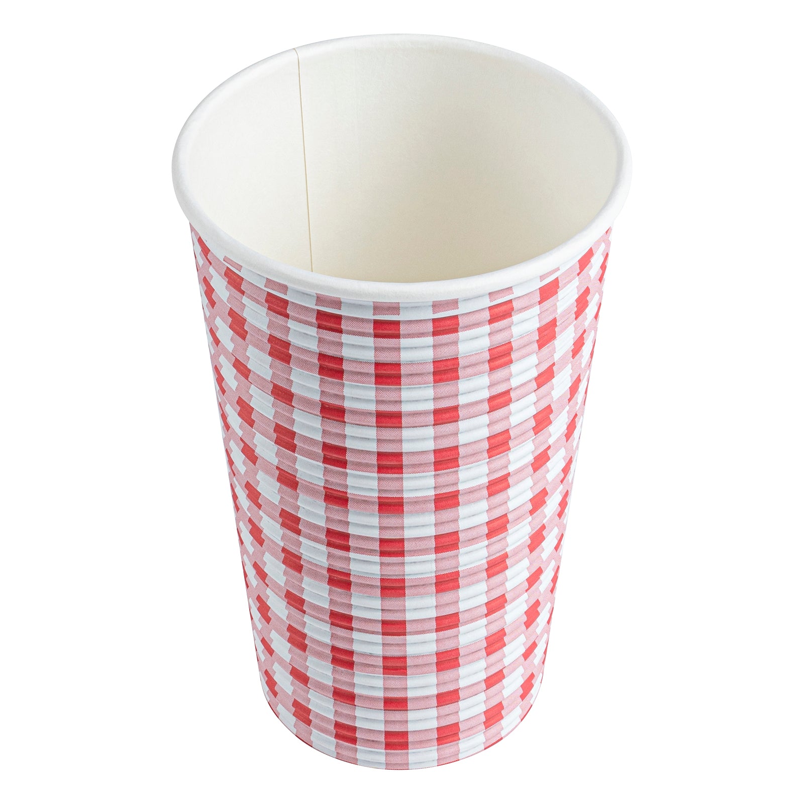 16 oz Disposable Paper Coffee Cups with Picnic Print - Spiral Wall Design - 3.5
