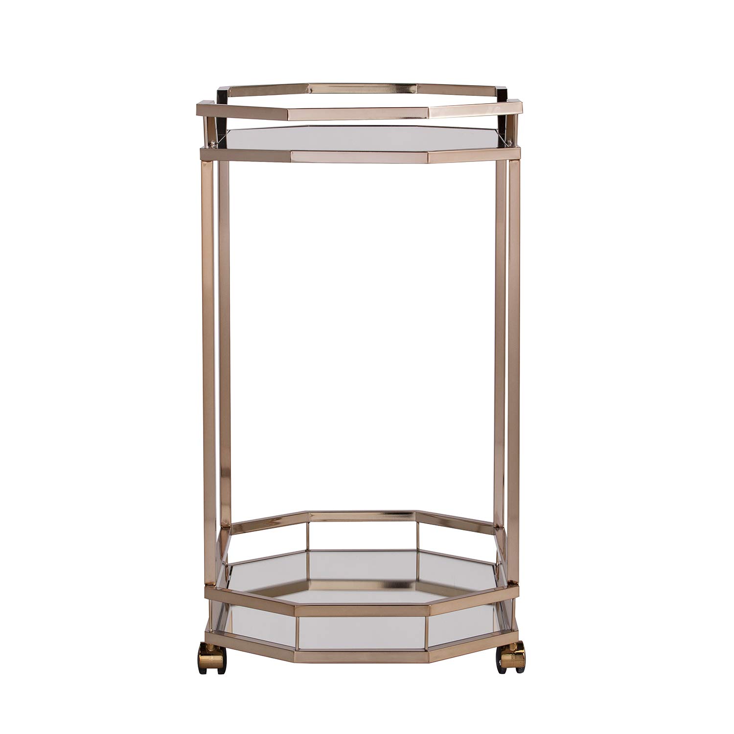 SEI Furniture Ari Art Serving Cart with Mirror - Champagne Gold - Rolling Bar Cart for Kitchen, Living Room, or Dining Room - Perfect for Entertaining, Storage, and Home Decor (AMZ1102ZH)