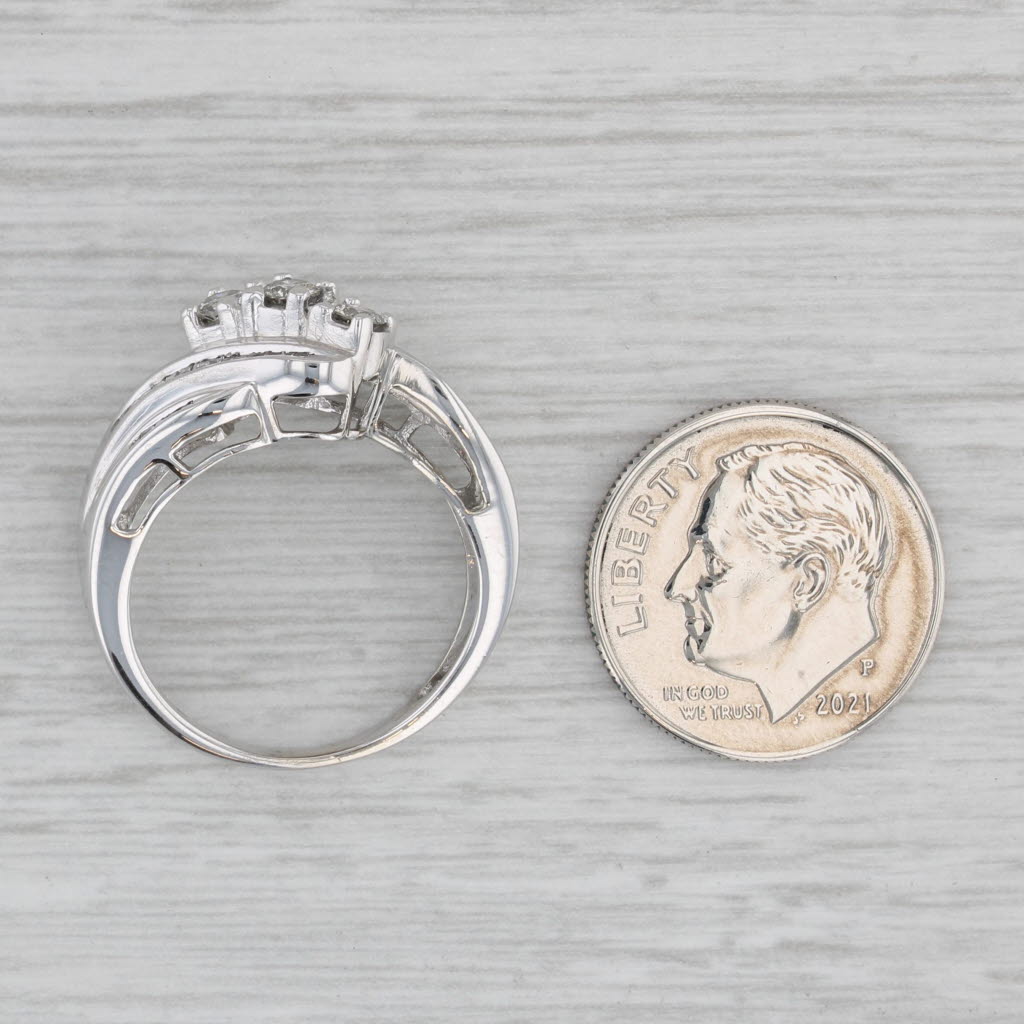 0.47ctw Diamond Bypass Ring in 10k White Gold, Size 6.25 - Elegant Wedding Band, Anniversary Gift for Her, Perfect for Engagement & Special Occasions