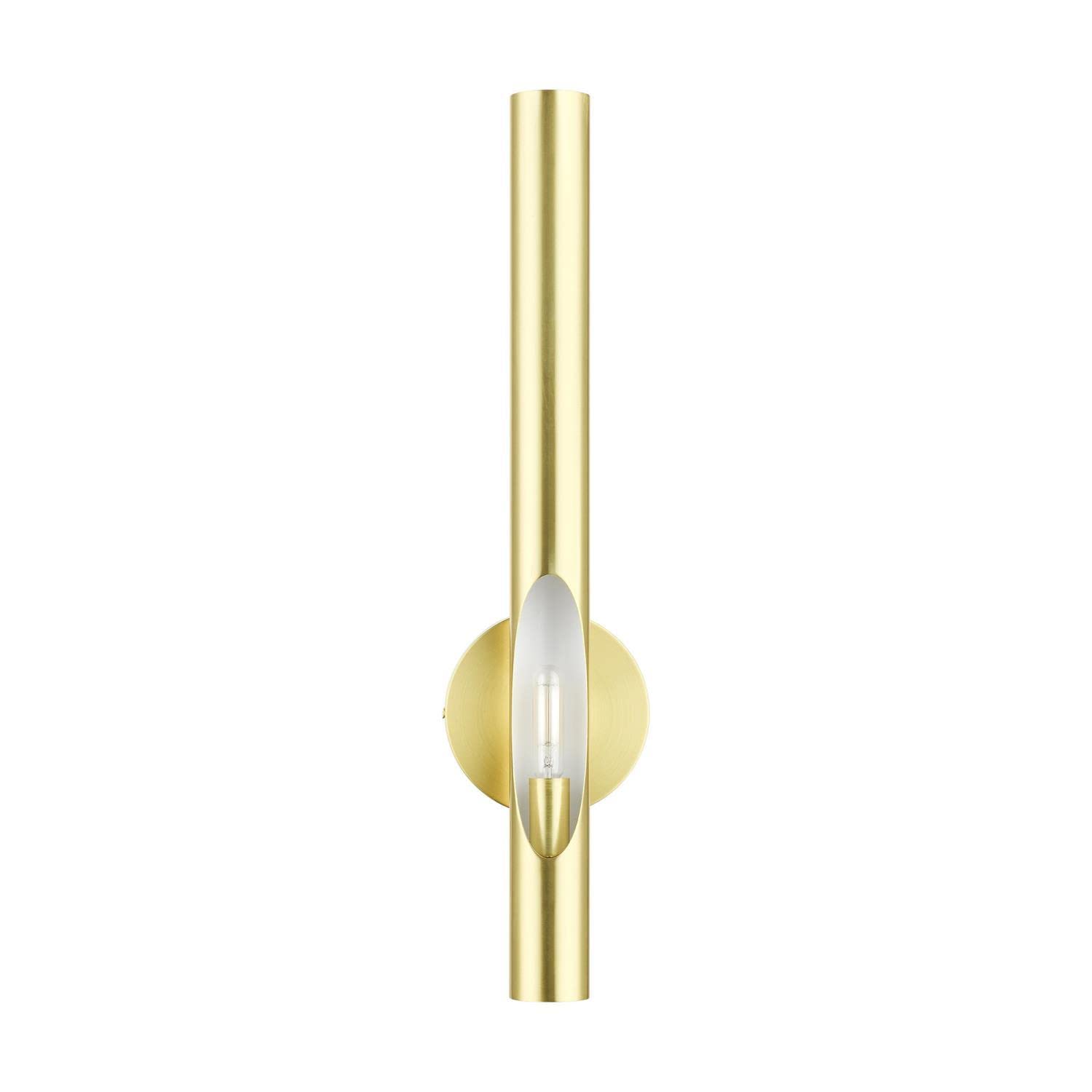 Livex Lighting Acra 1 Light Wall Sconce - Satin Brass Finish - Modern Wall Light Fixture for Bedroom, Living Room & Hallway Decor