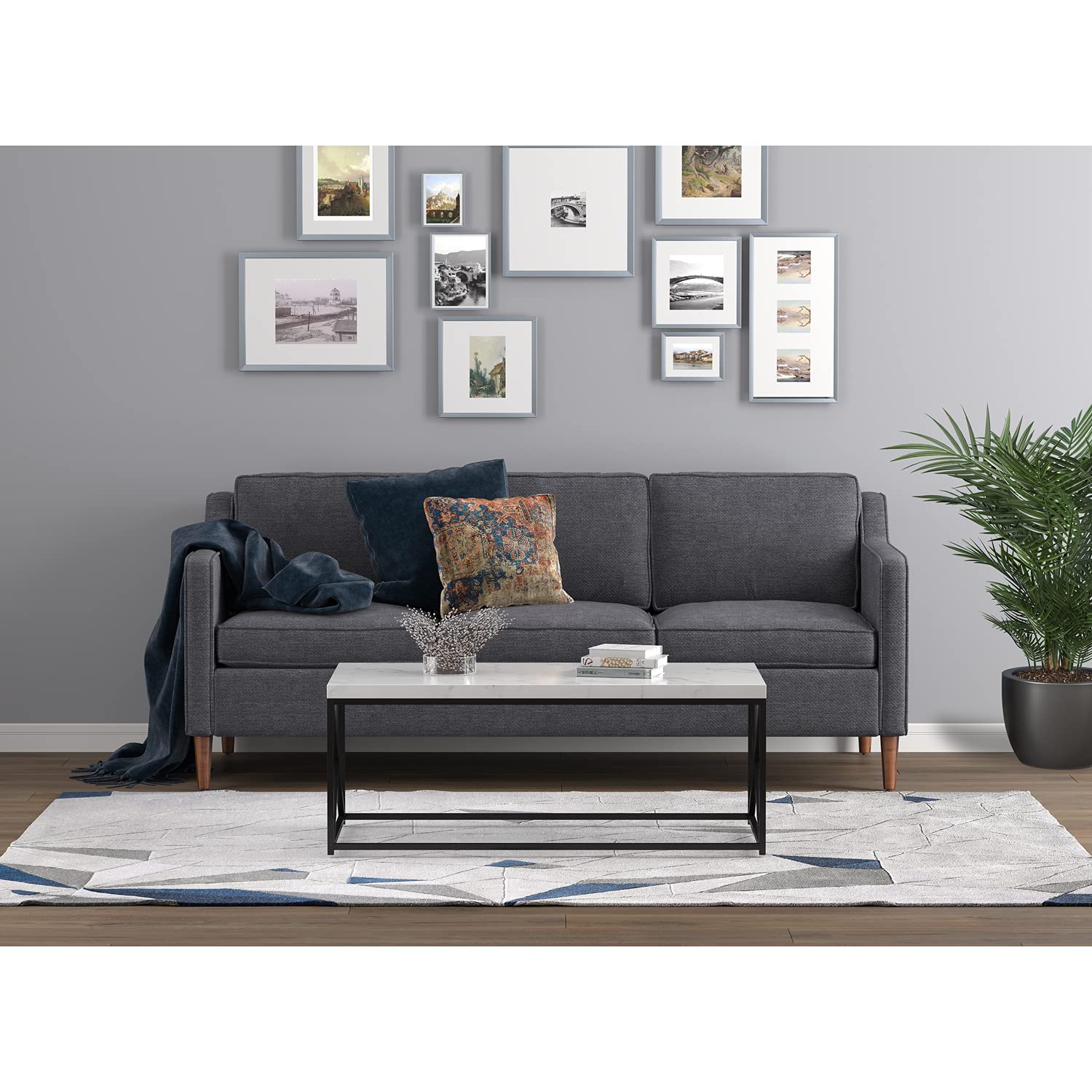 Safdie & Co. Modern Marble Coffee Table - Luxury Living Room Centerpiece for Home Decor & Entertaining