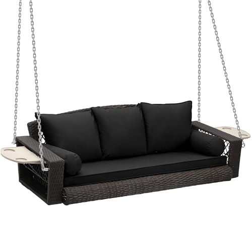 Brown Rattan Black Cushion
