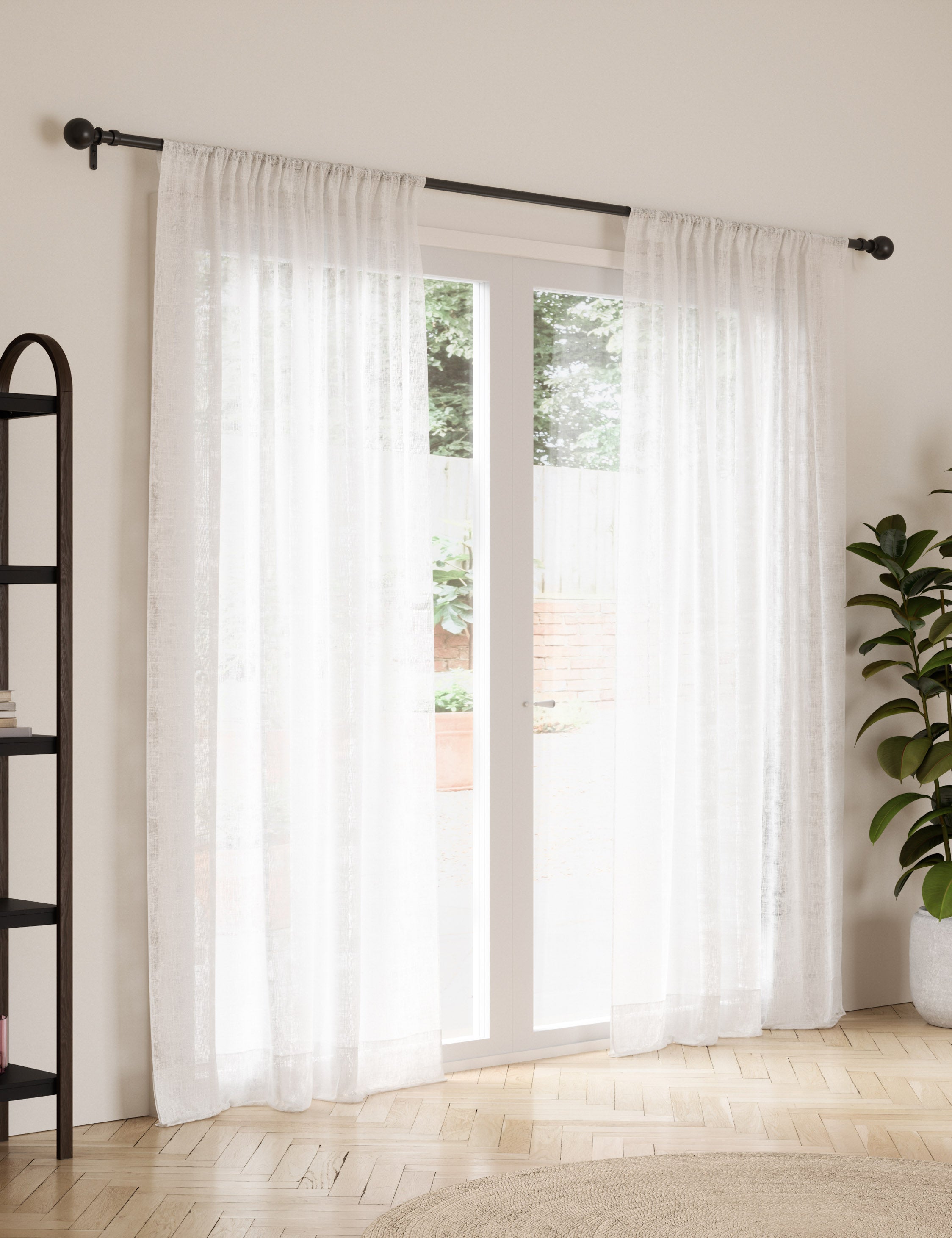 Bowman Adjustable Curtain Rod - Heavy Duty Metal Drapery Rod for Windows, 28-48 Inches, Black - Perfect for Living Room, Bedroom, and Home Decor