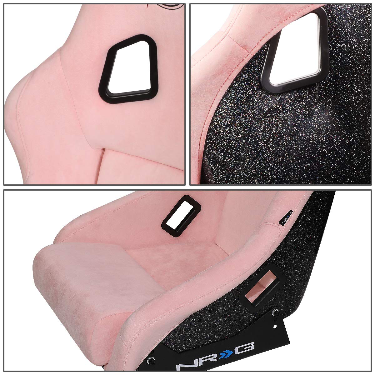 Auto Dynasty Fiberglass Pink Bucket Racing Seat with Side Mounts FRP-303PK (Medium) - Lightweight Performance Seat for Drifting, Track Racing & Car Enthusiasts