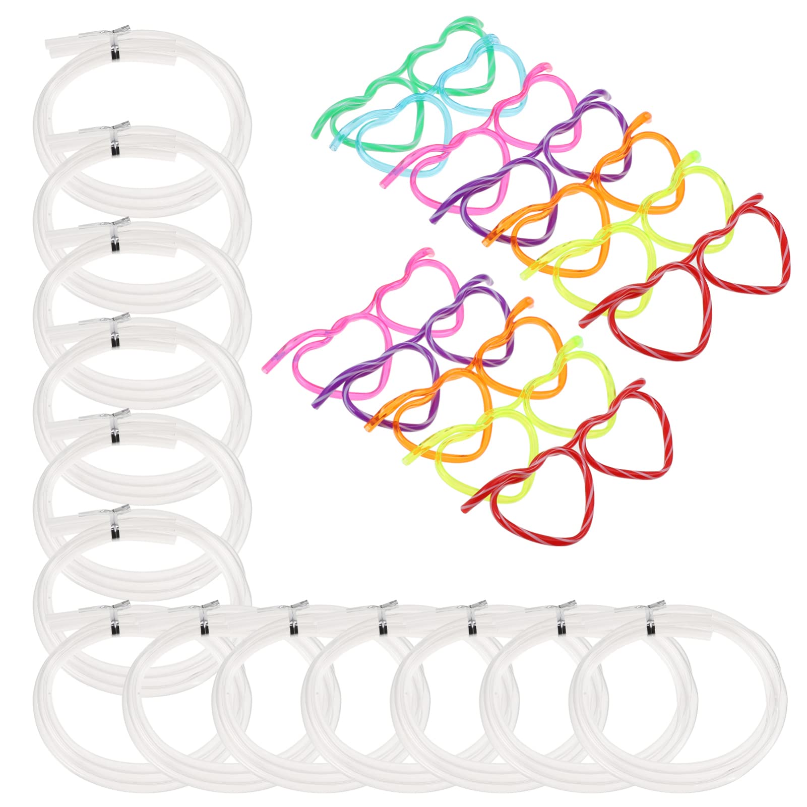 Colorful Disposable Plastic Drinking Straws - 12Pcs Fun Heart Crazy Straws for Kids, Reusable DIY Party Cups & Kiddush Cups - Perfect for Birthday Parties, Summer Drinks, and DIY Crafts